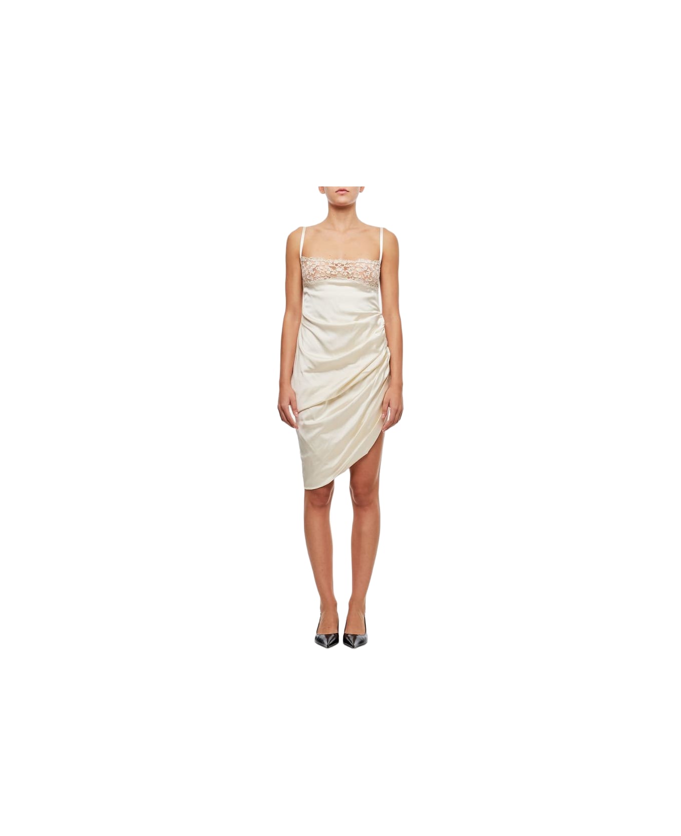 Jacquemus La Saudade Brodée Stretch Viscose Mini Dress - White