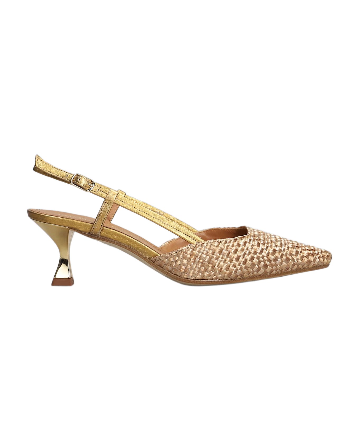 Julie Dee Pumps In Bronze Leather And Fabric - bronze