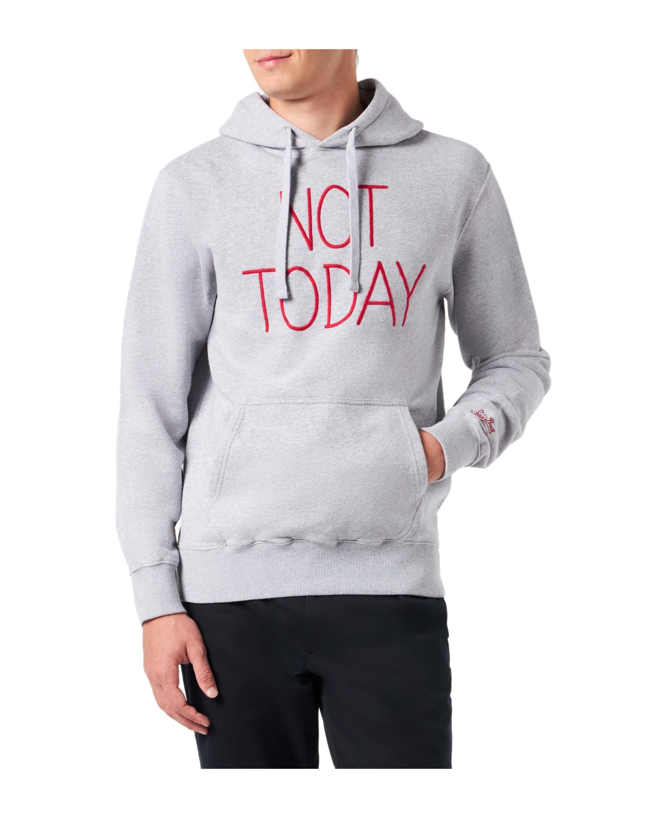 MC2 Saint Barth Man Grey Hoodie With Not Today Embroidery - GREY