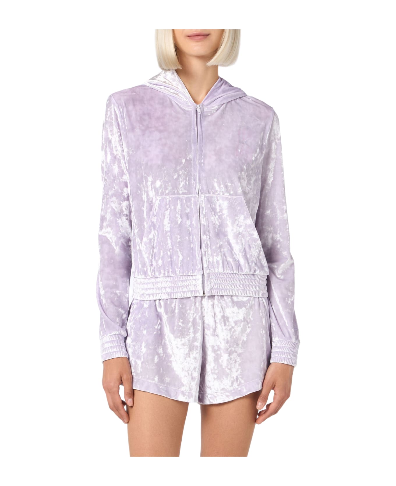 MC2 Saint Barth Woman Lilac Chenille Zipped Hoodie Jasmine - PINK