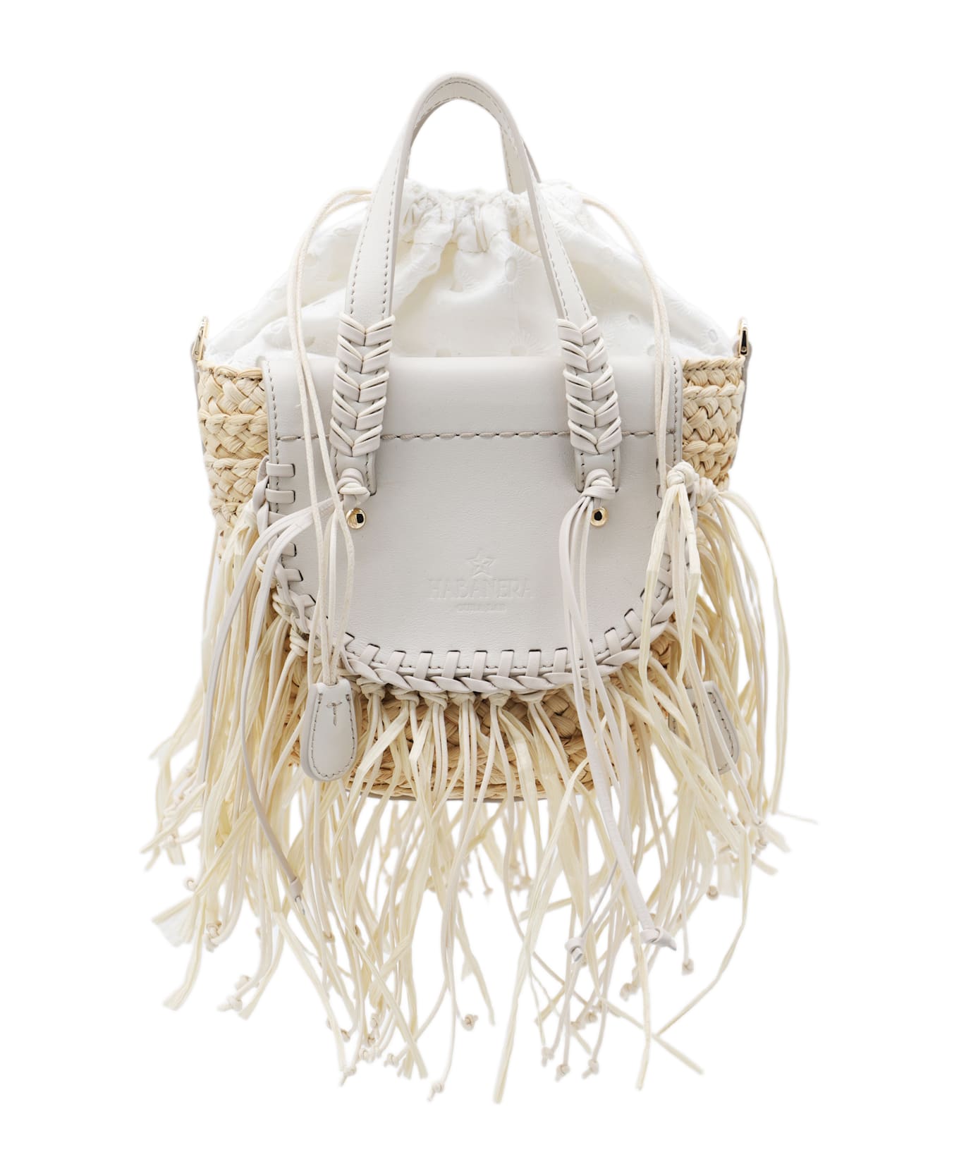 Cuba Lab White Leather Habanera Fringes Satchels Bag - OFF-WHITE
