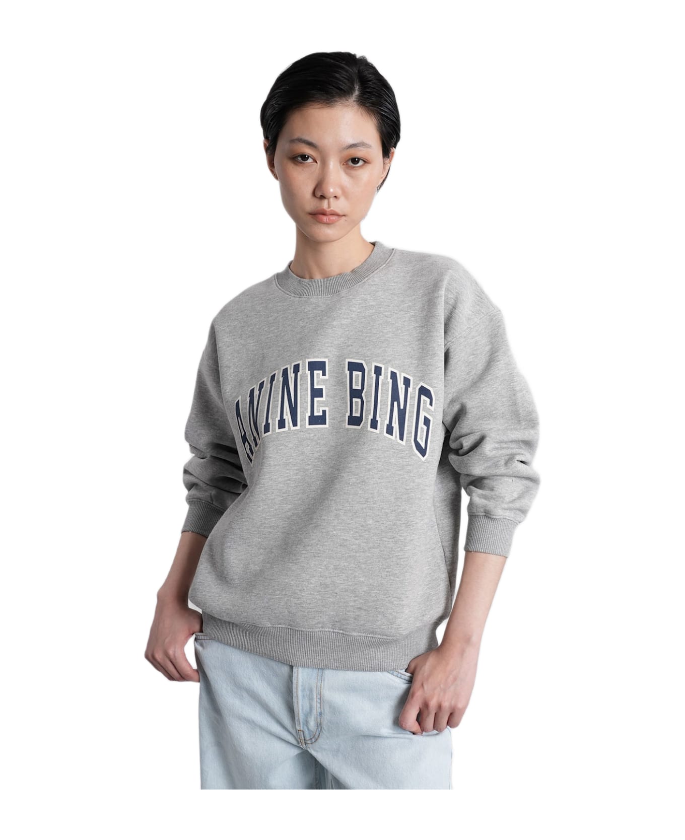 Anine Bing Spencer Sweatshirt In Grey Cotton - med.heather grey