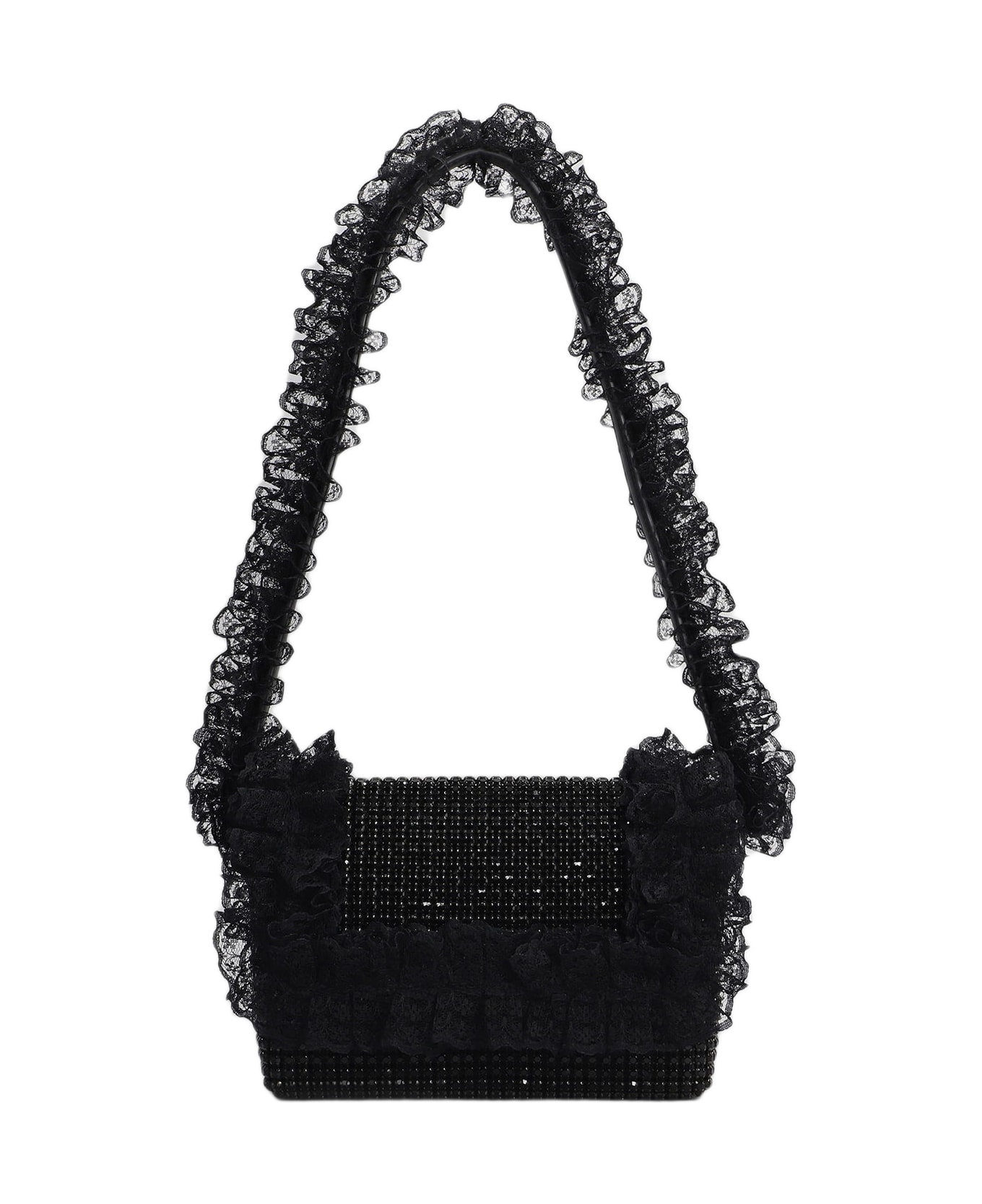 self-portrait Shoulder Bag In Black Polyester - black
