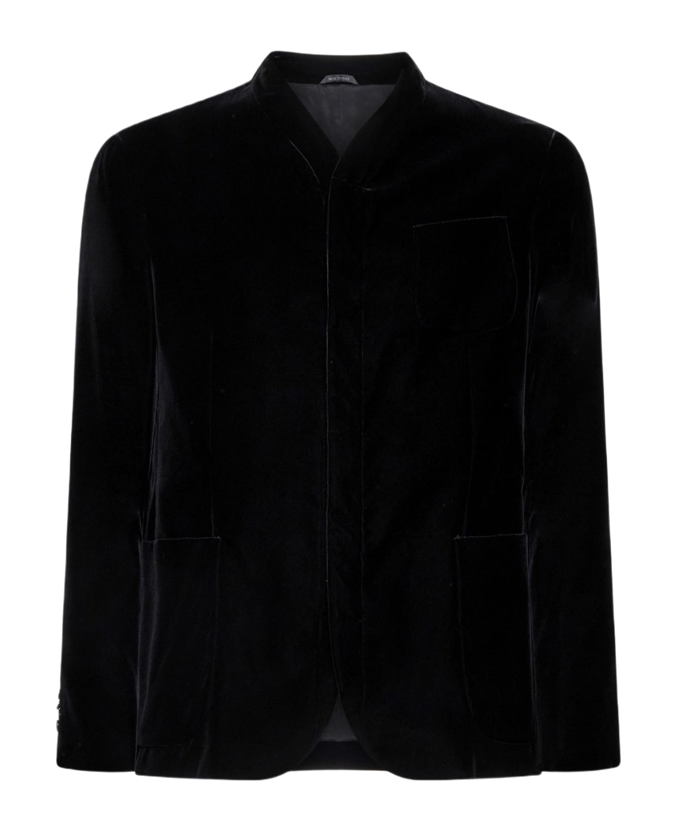 Giorgio Armani Zipped Velvet-blend Jacket - Nero