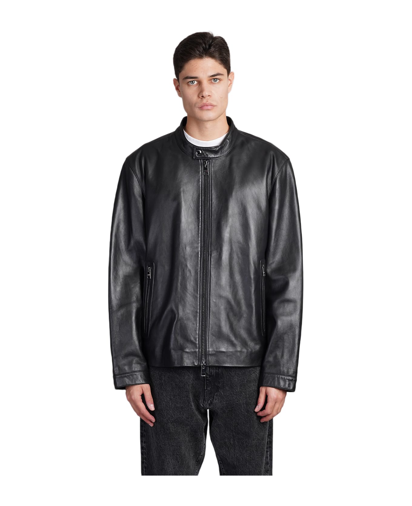 Tommy Hilfiger Leather Jacket In Black Leather - Black