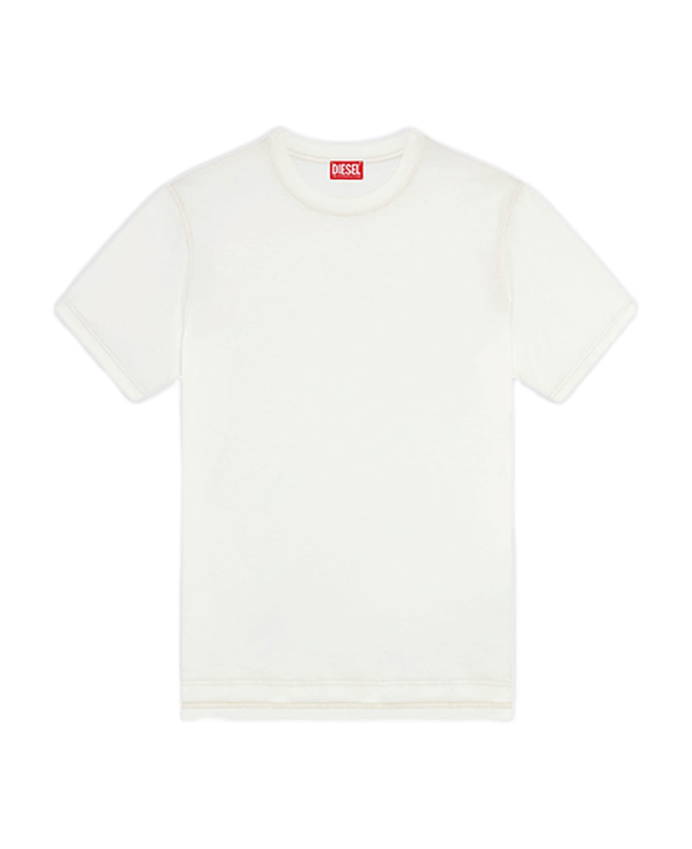 Diesel T-must-slits-n2 White Cotton T-shirt With Tonal Print - T Must Slits N2