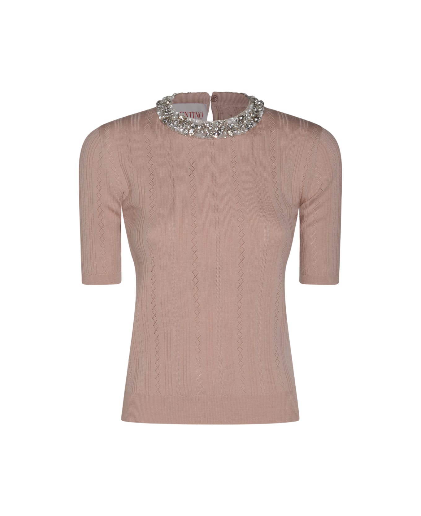 Valentino Embroidered Wool Sweater - Nude