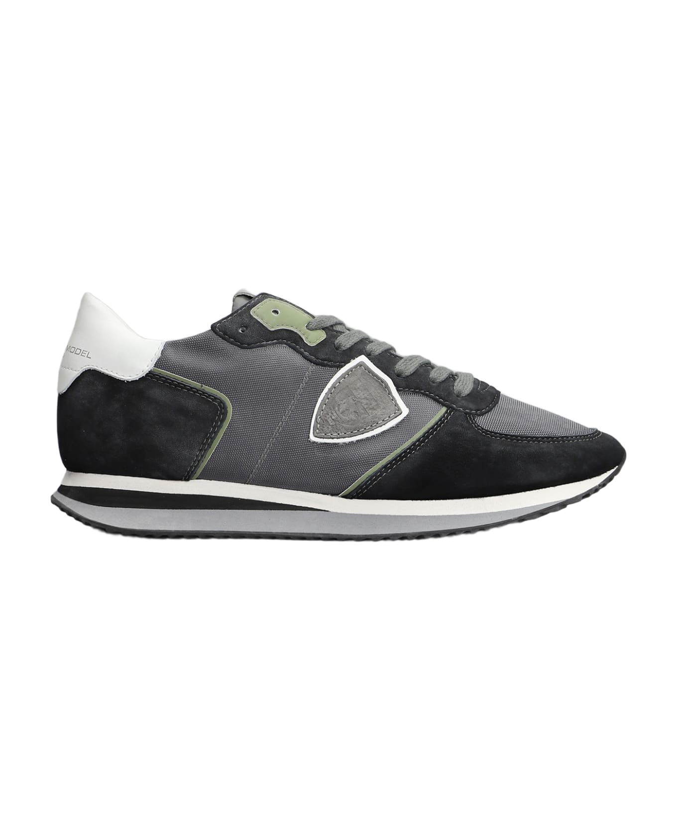 Philippe Model Trpx Low Sneakers In Grey Suede And Fabric - grey