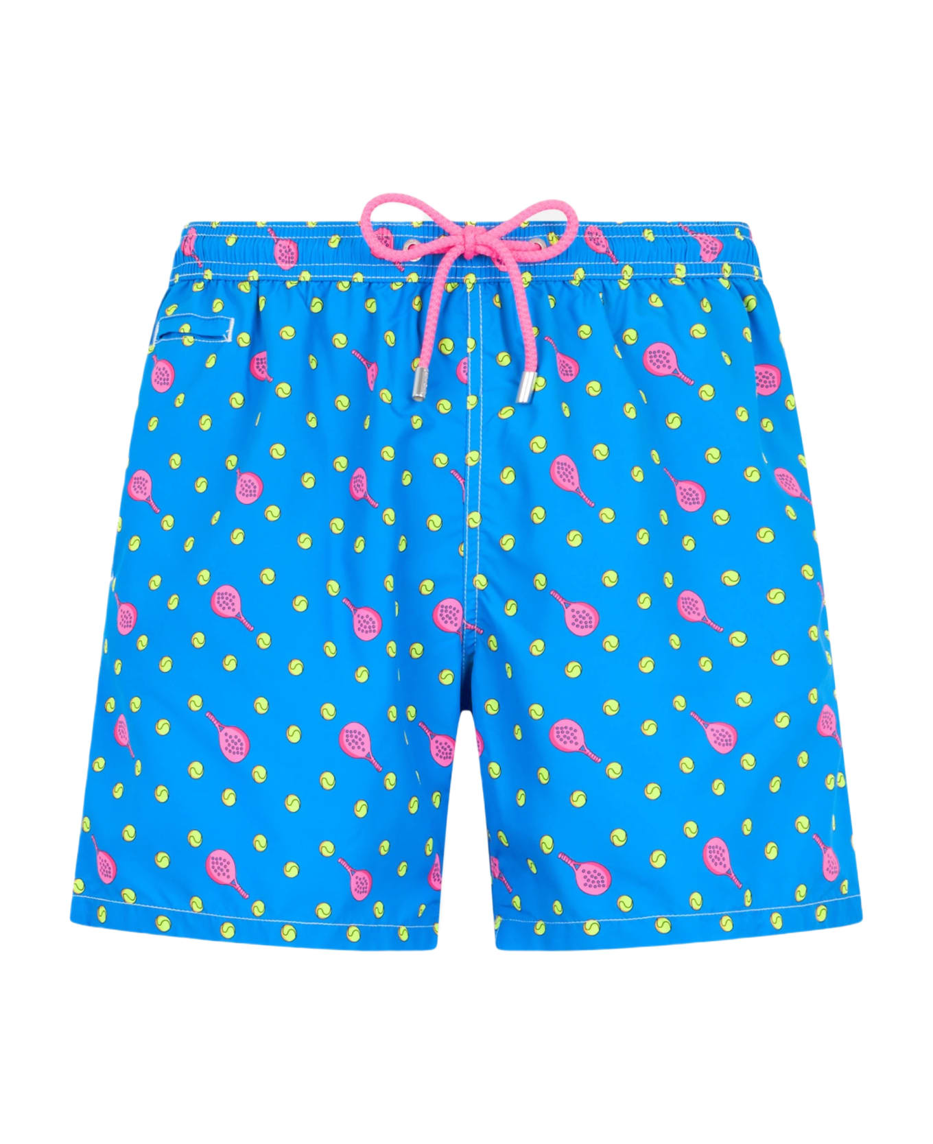 MC2 Saint Barth Man Lightweight Fabric Swim-shorts Lighting Micro Fantasy With Padel Print - SKY