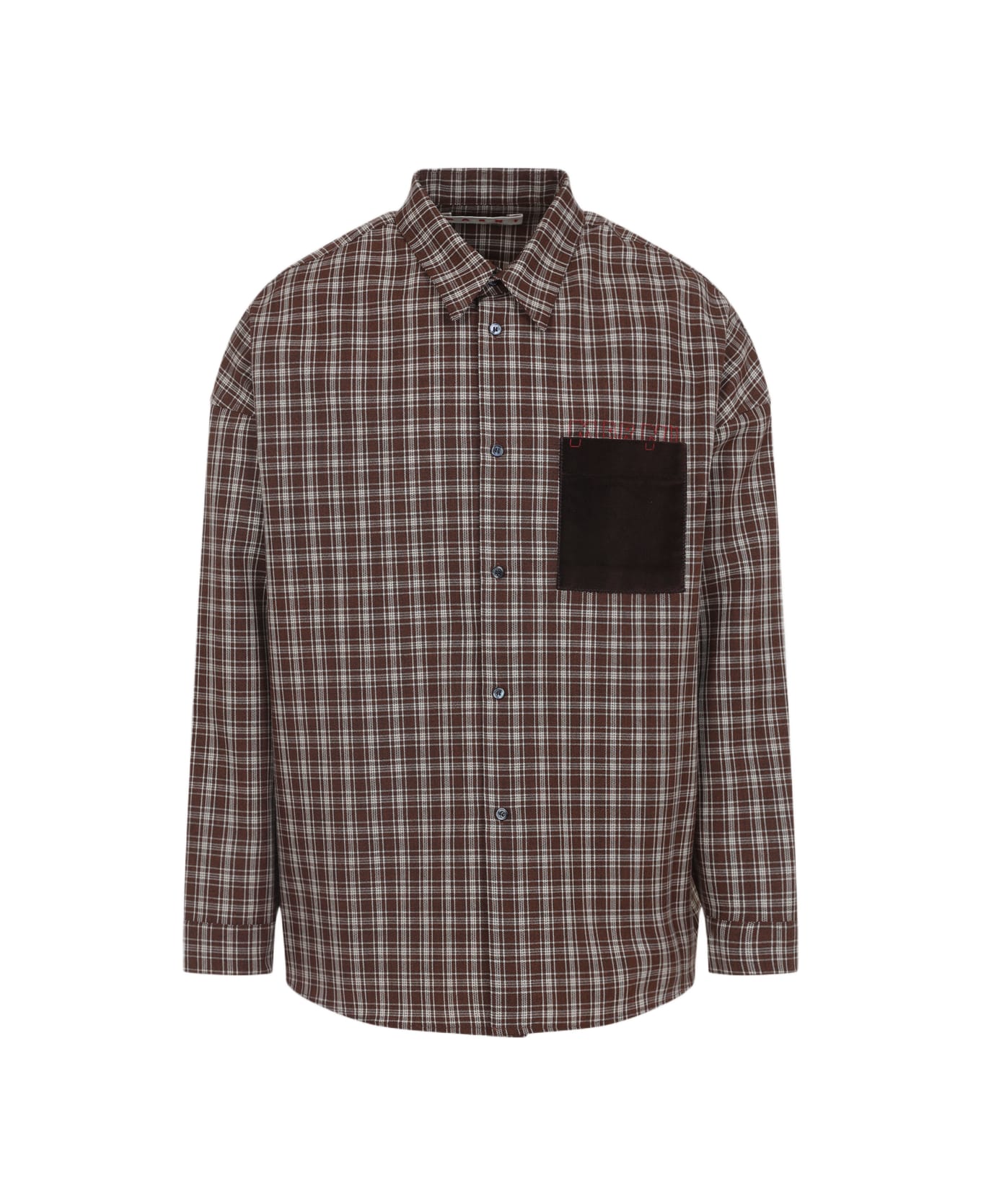 Marni Check Grain De Poudre Wool Shirt - Maroon