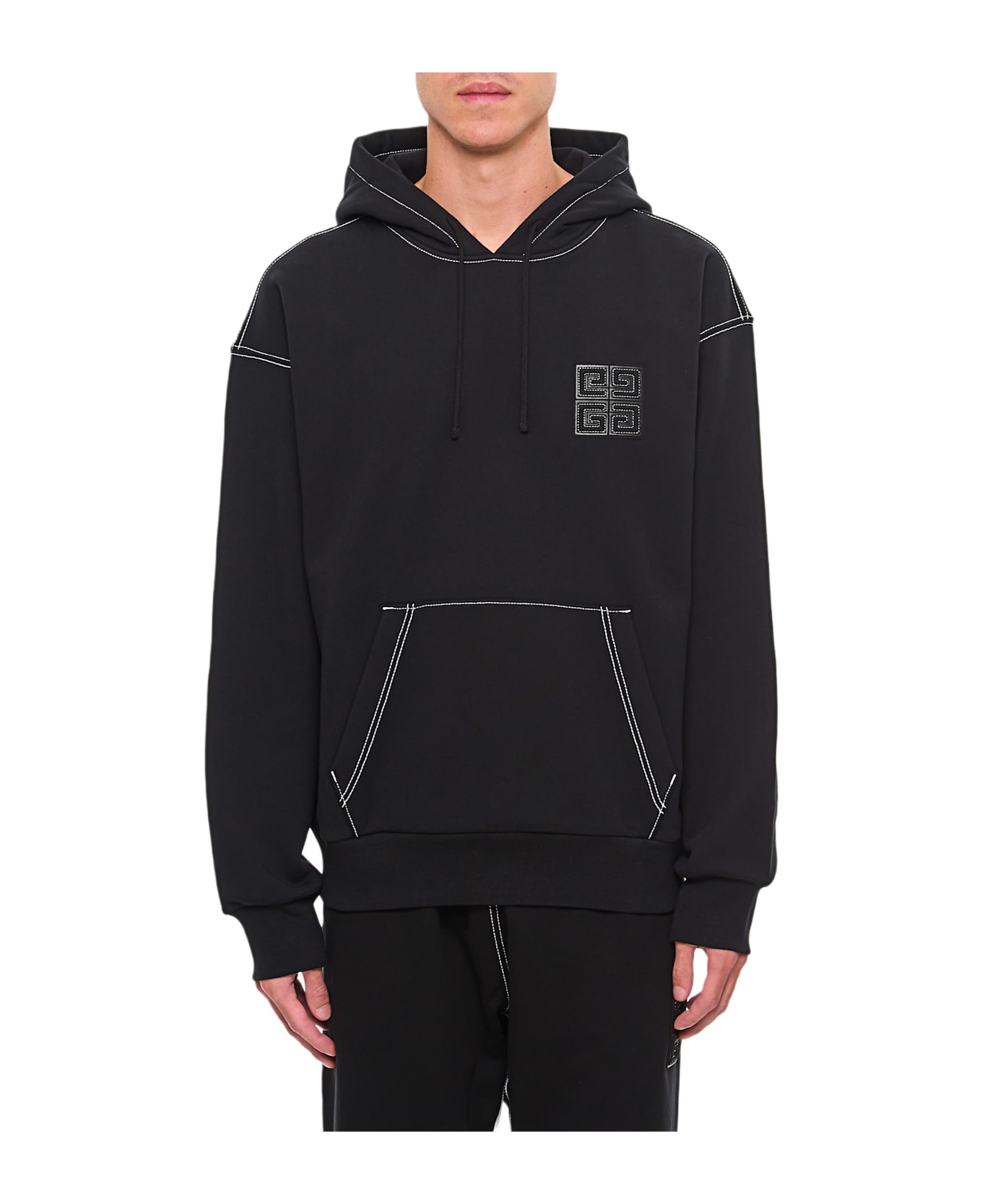 Givenchy Cotton Hoodie - BLACK WHITE