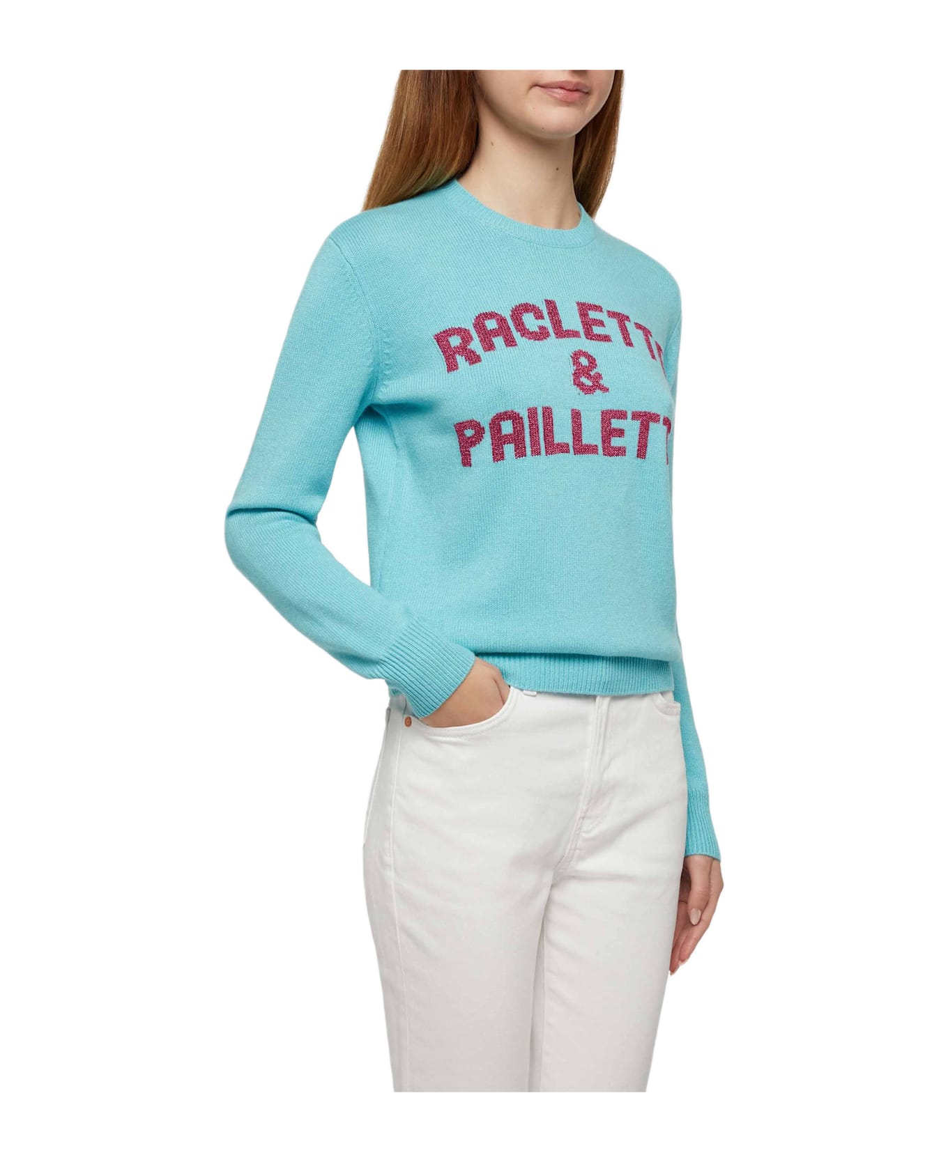 MC2 Saint Barth Water Green Sweater New Queen With Raclette 
Paillettes Sequins Lettering - GREEN