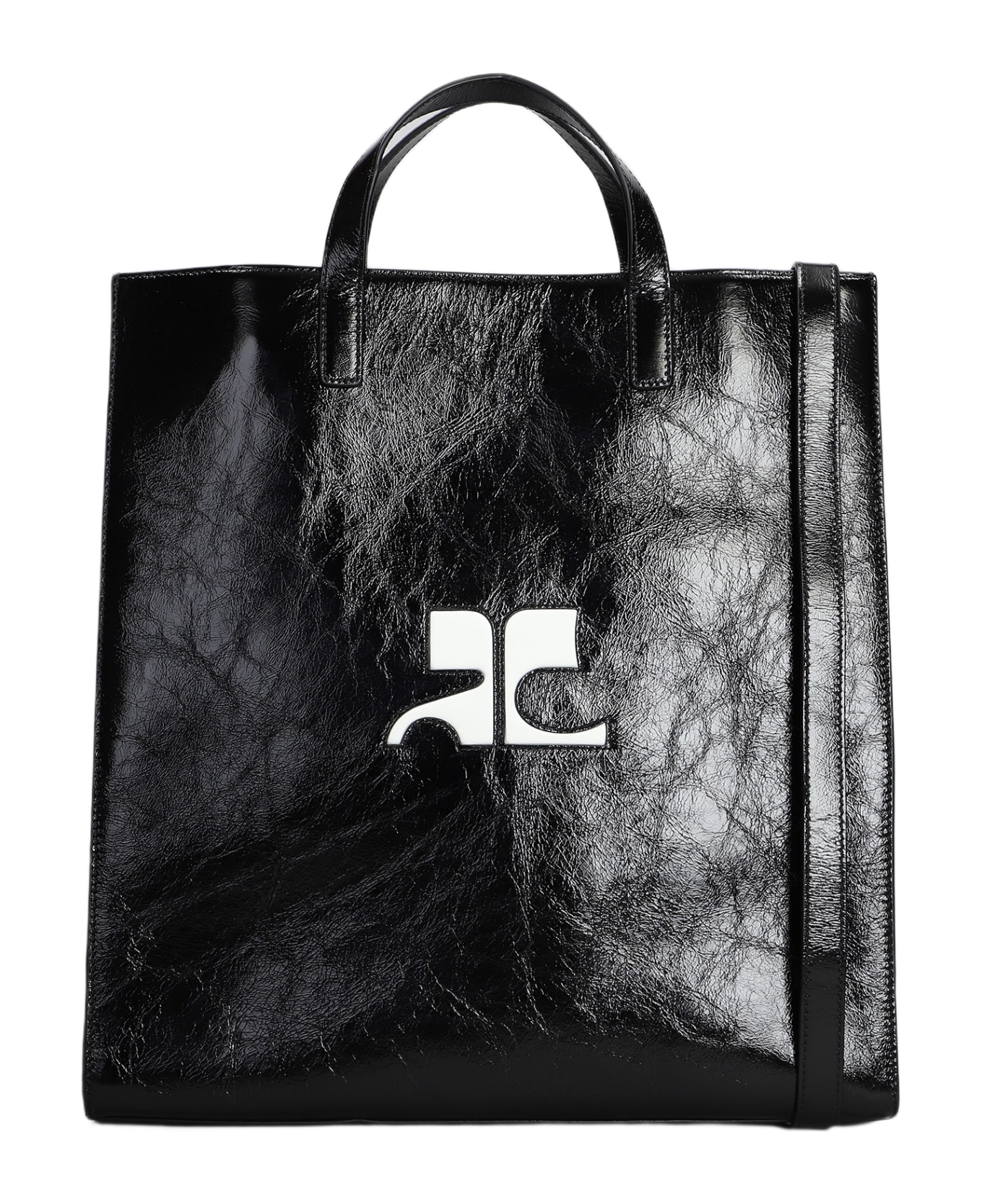 Courrèges Tote In Black Patent Leather - black