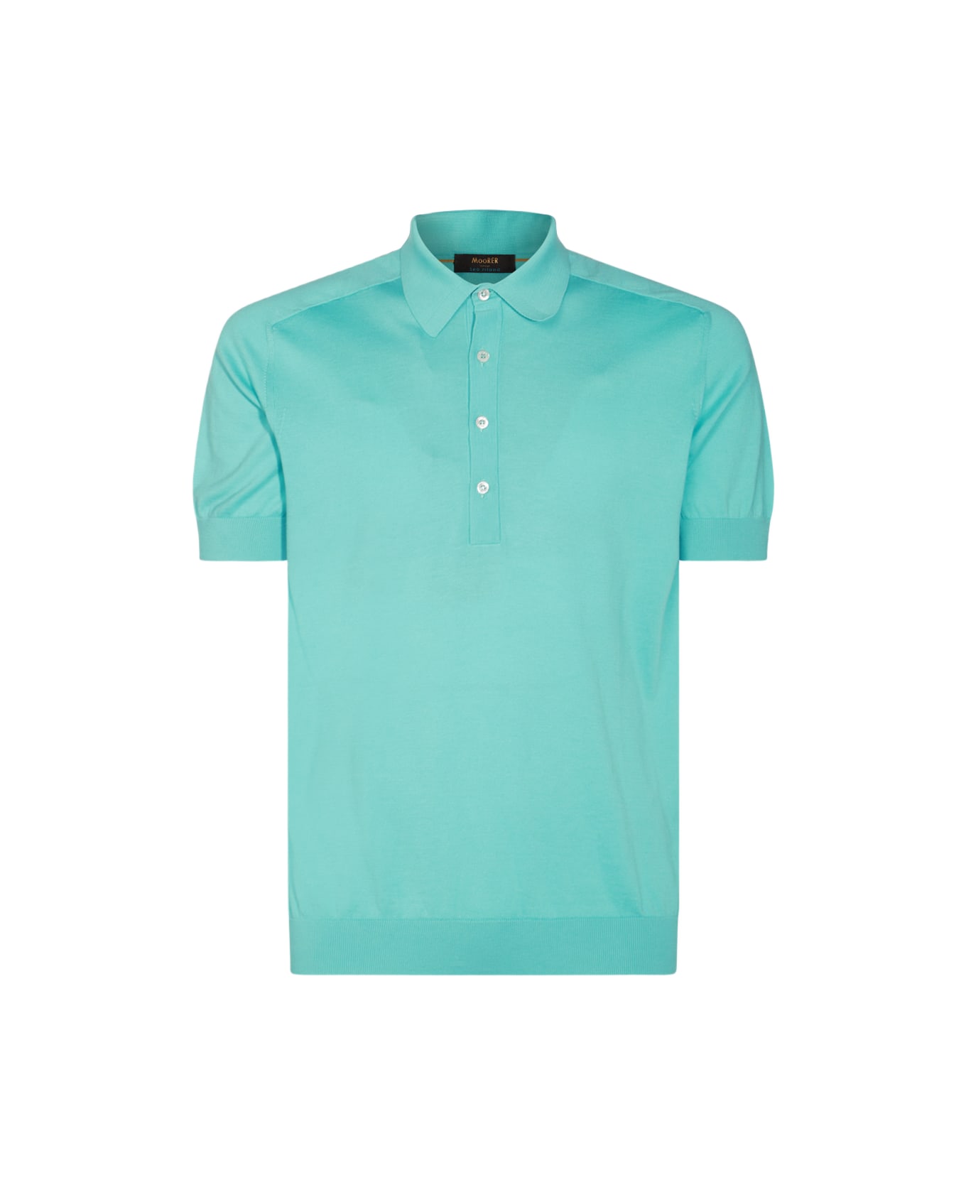 Moorer Blue Cotton Polo Shirt - CARIBBEN TURQUOISE