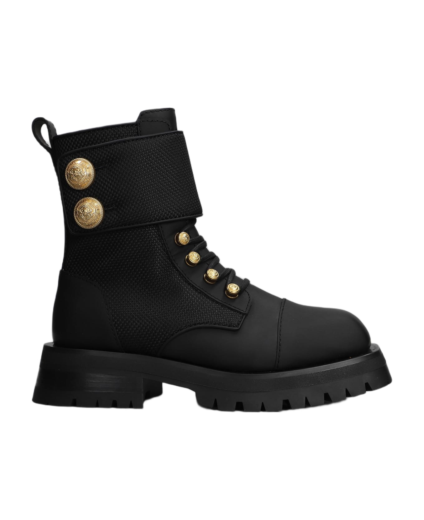 Balmain Combat Boots In Black Leather - black