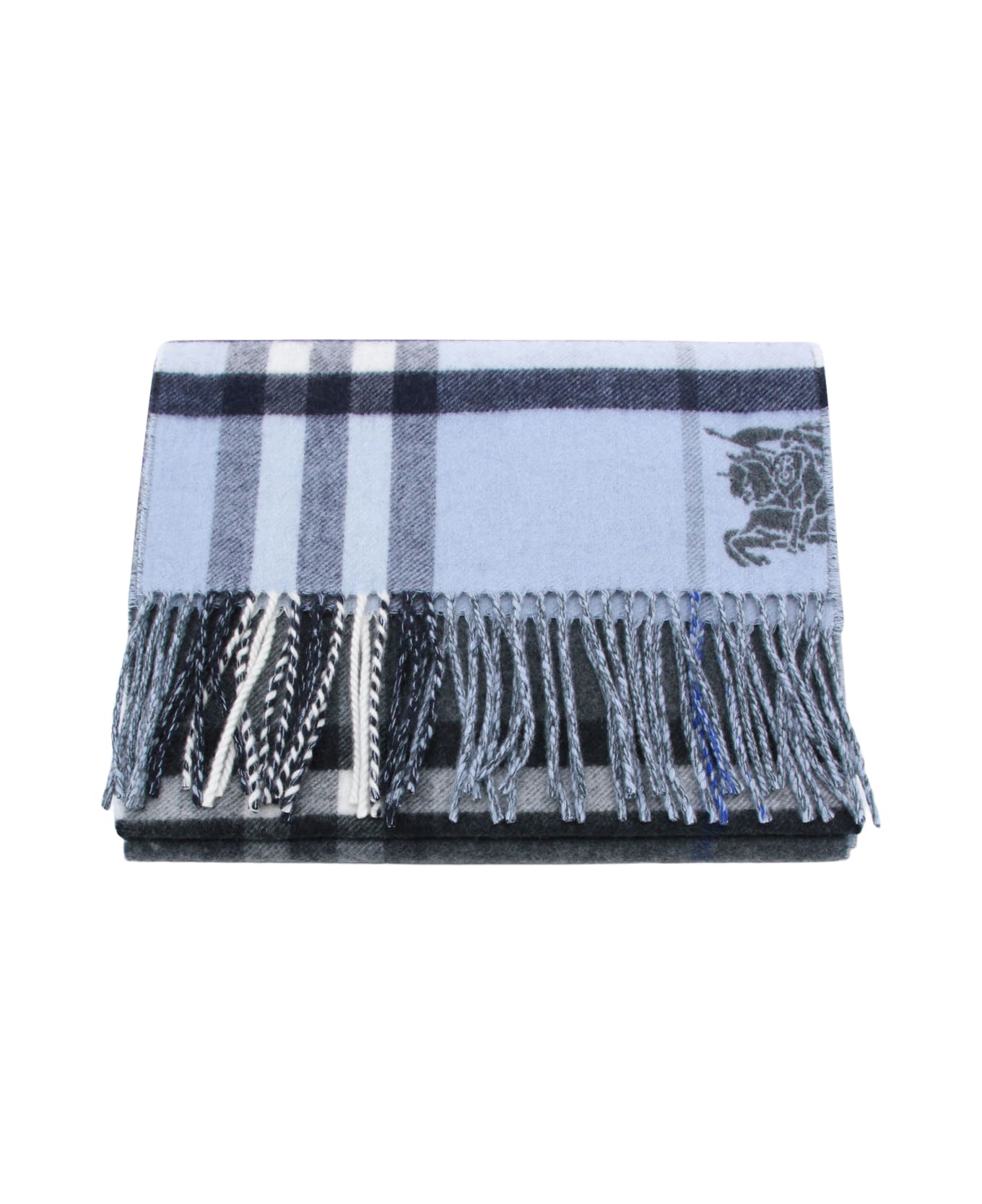 Burberry Blue Cashmere Scarf - MARLBOROUGH/BANK