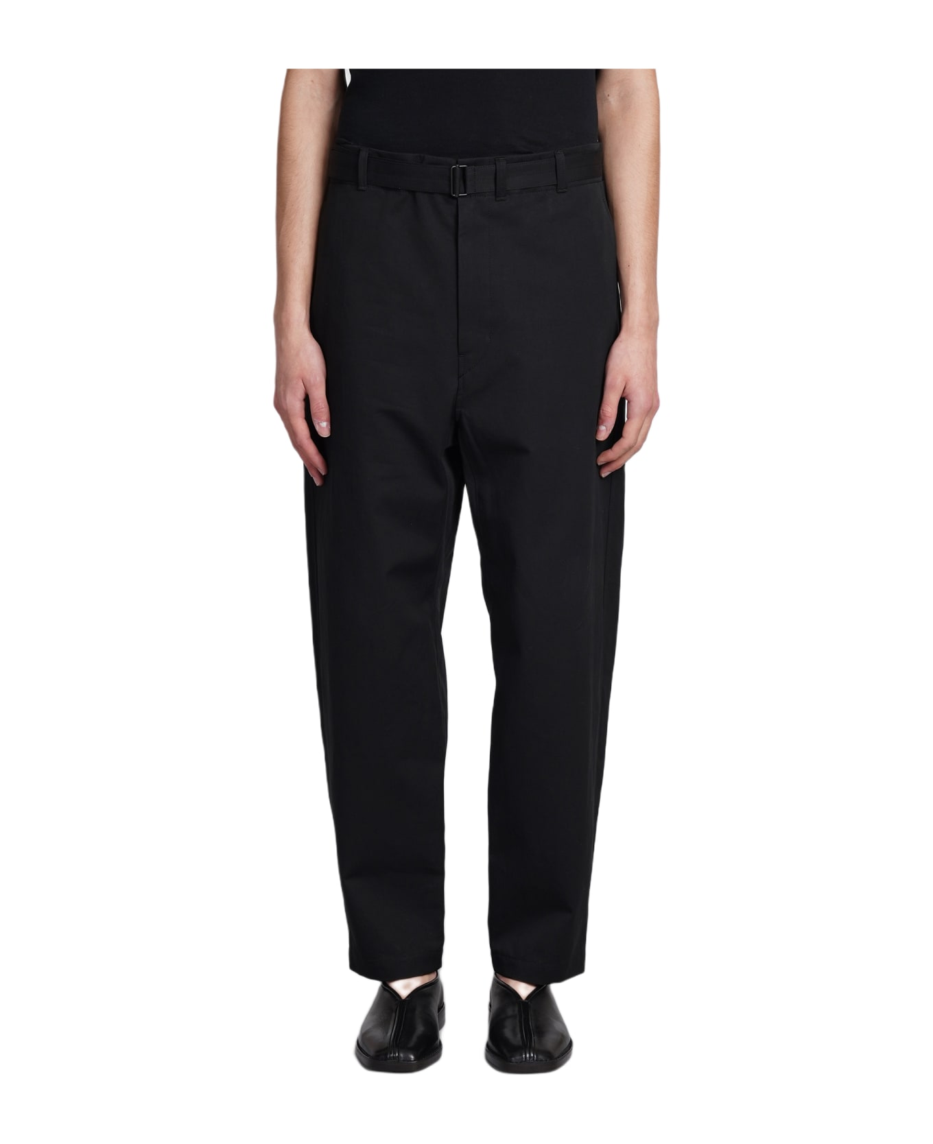 Lemaire Pants In Black Cotton - black ボトムス