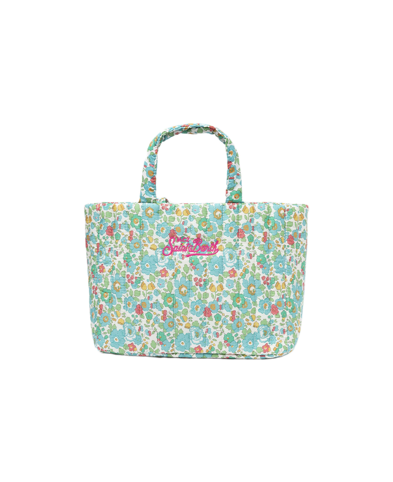 MC2 Saint Barth Betsy Quilted Soft Tote Mid Bag | Made With Liberty Fabric - GREEN