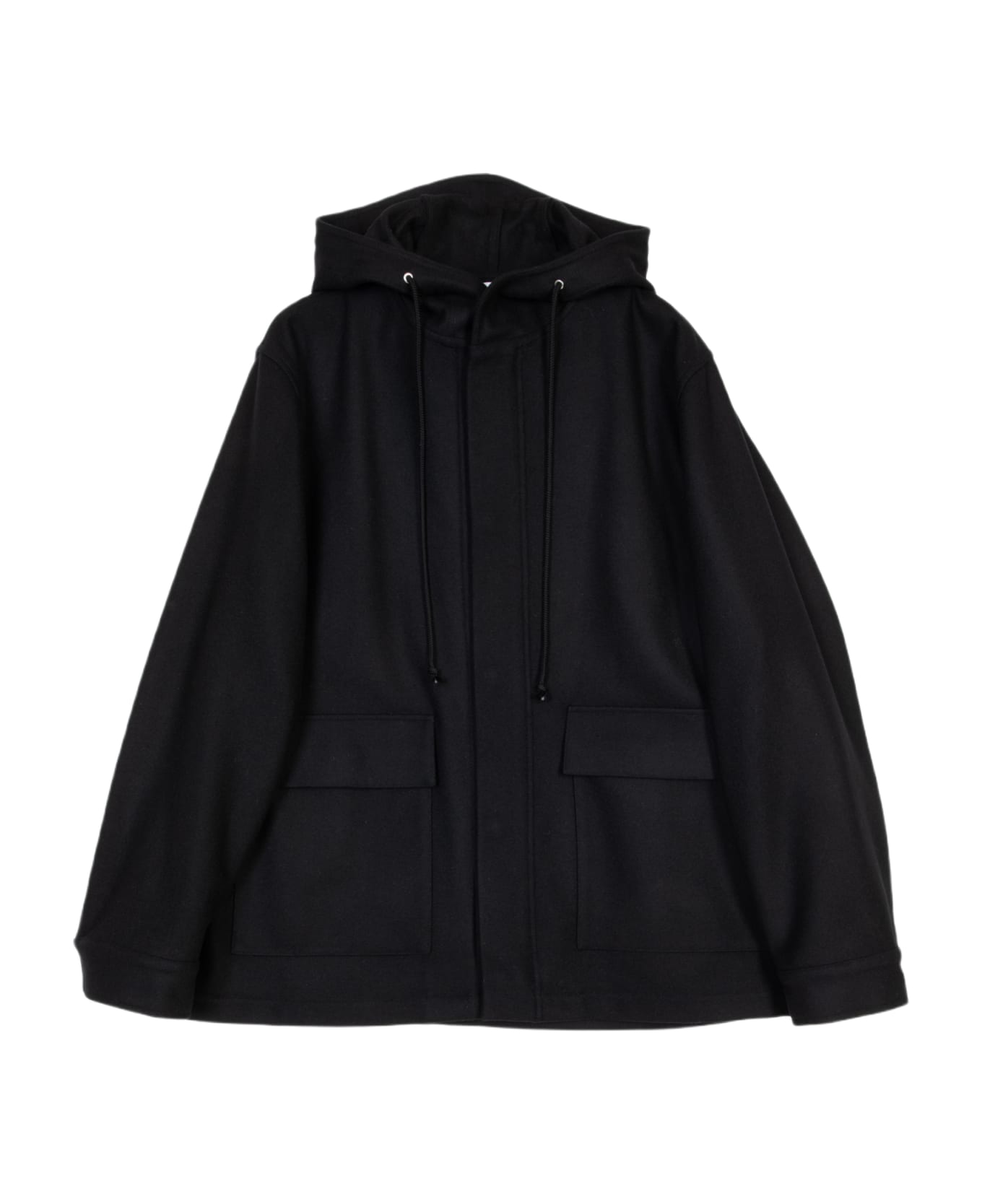 Mauro Grifoni Parka Panno Senza Layer Black wool unlined hooded parka - Nero