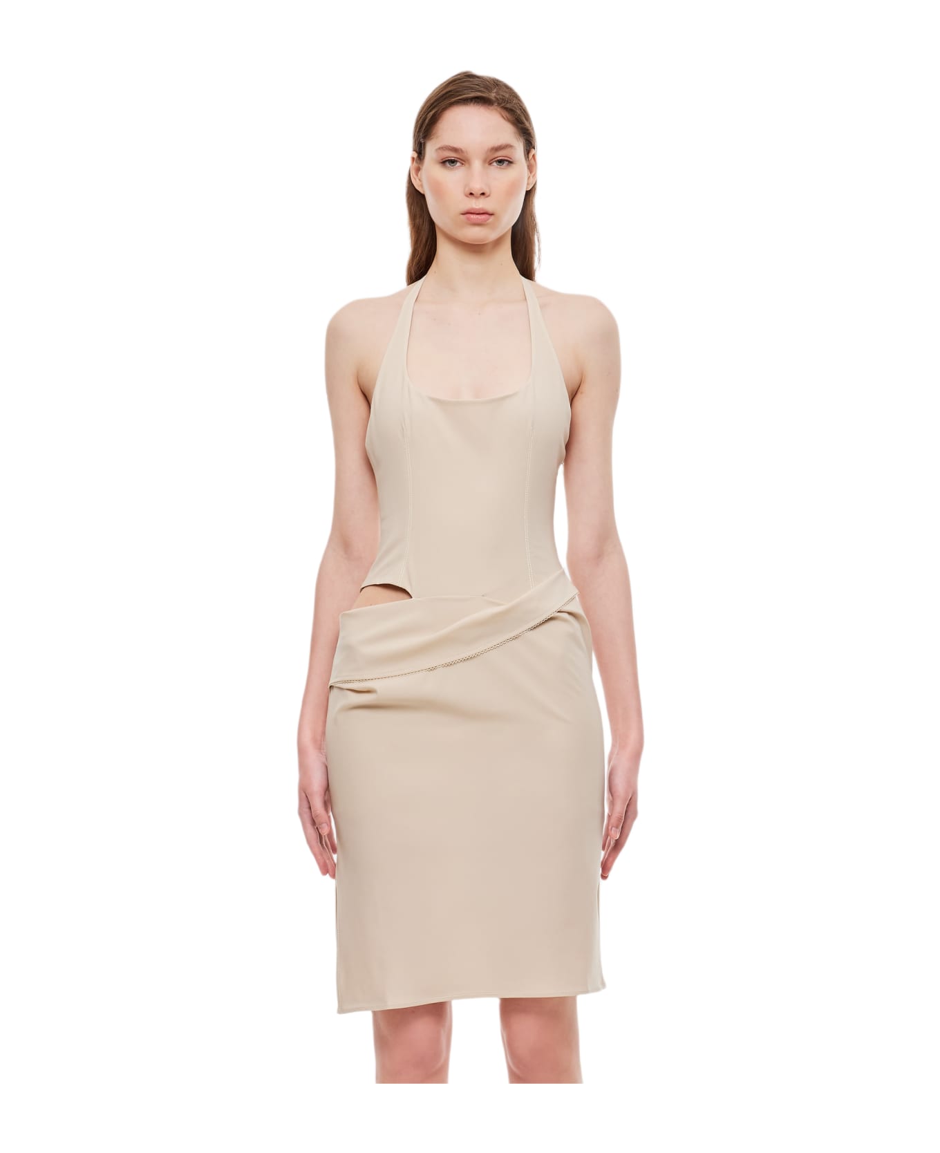 Jacquemus La Robe Hielo Stretch Wool Dress - White