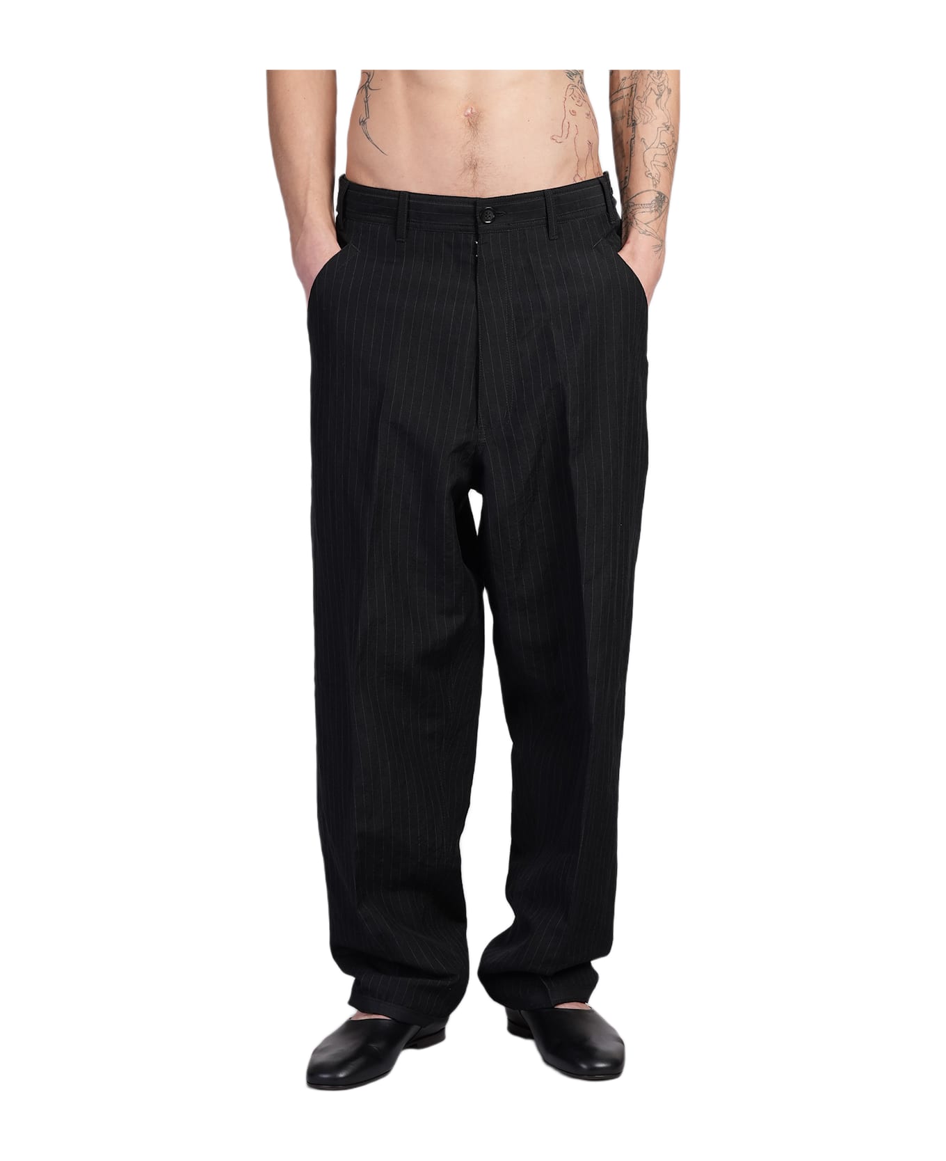 Maison Margiela Pants In Black Wool - black ボトムス