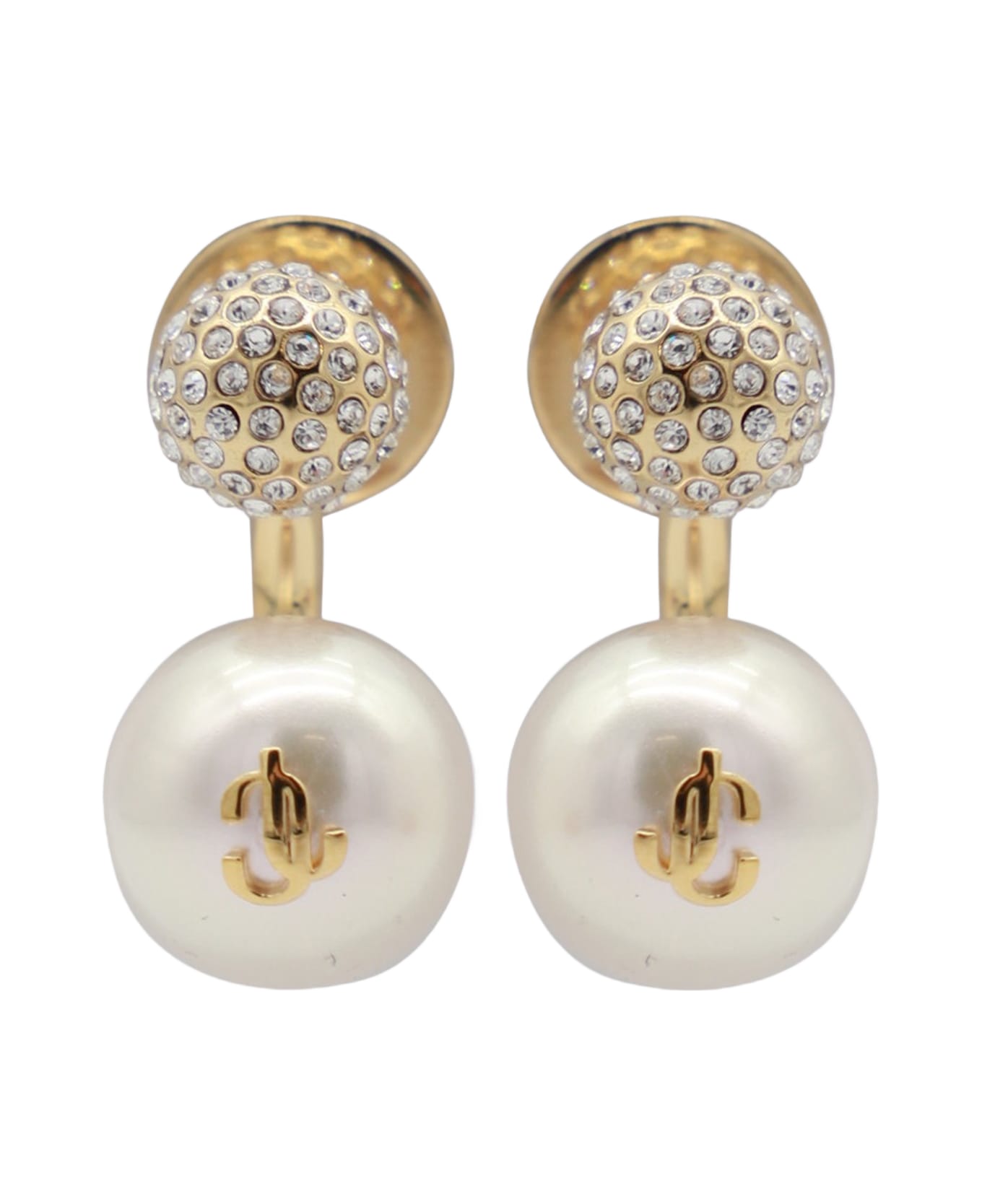 Jimmy Choo Gold Metal Earrings - GOLD/WHITE/CRYSTAL