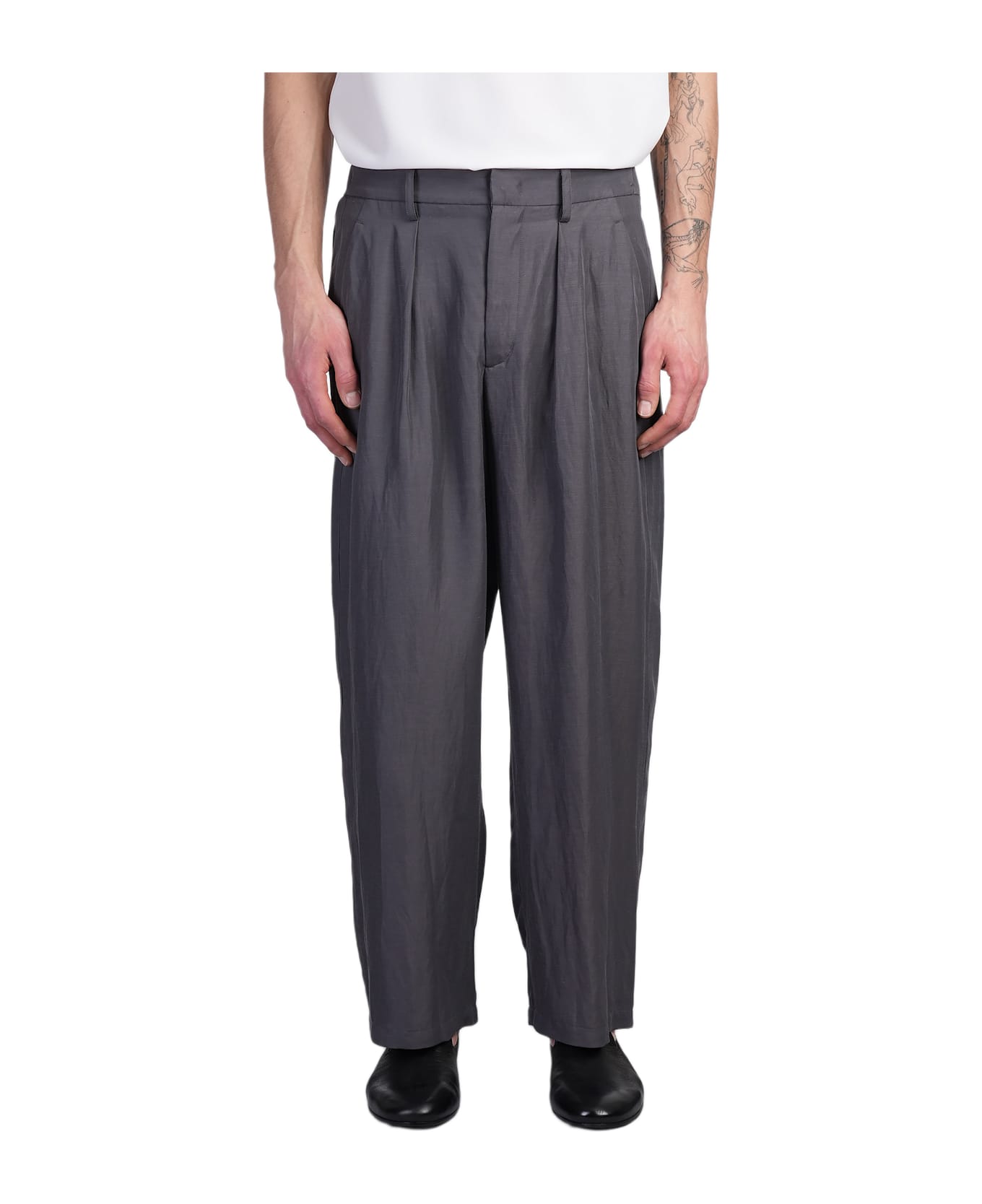 Attachment Pants In Grey Linen - grey