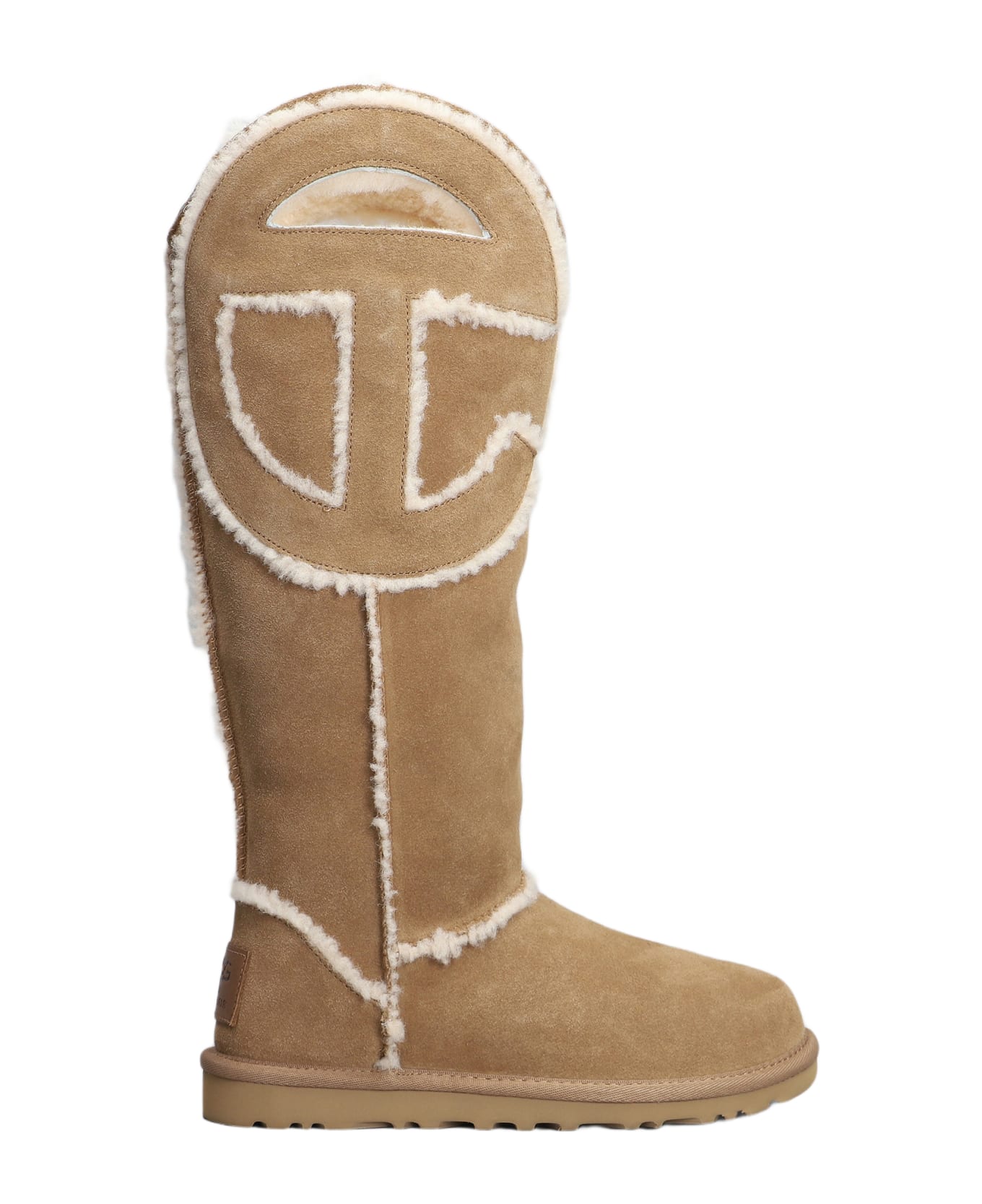 UGG Logo Tall Boot Low Heels Boots In Leather Color Suede - Brown