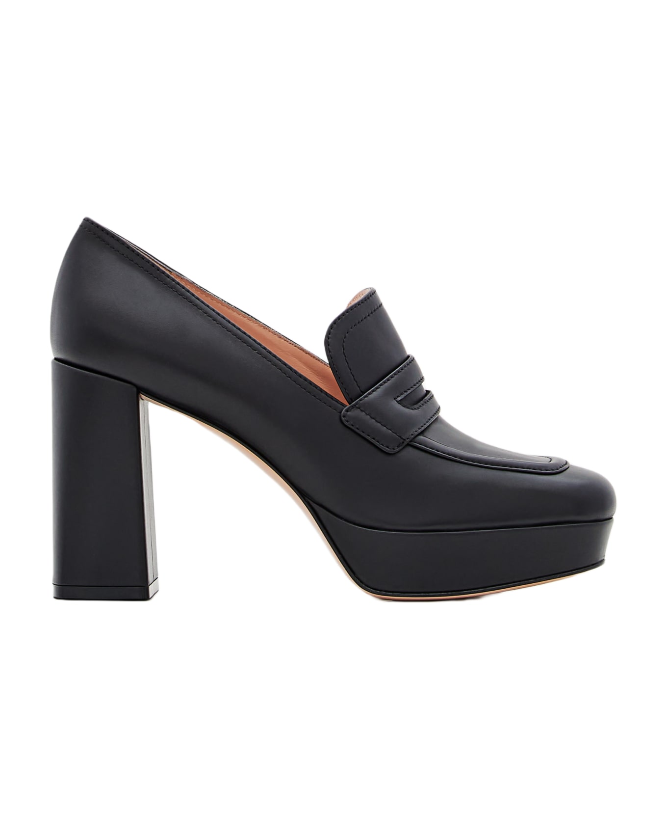Gianvito Rossi Rouen Heeled Leather Loafers - Black ハイヒール