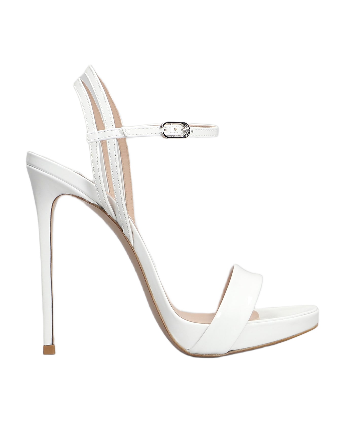 Le Silla Gwen Sandals In White Patent Leather - white