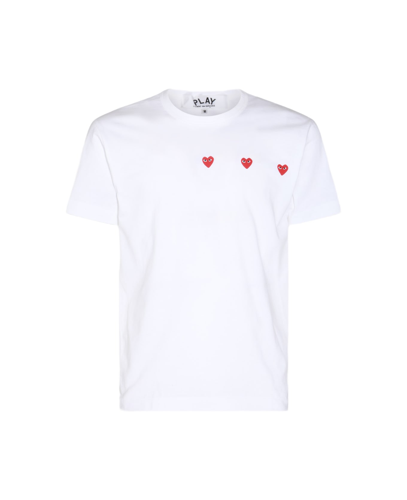 Comme des Garçons Play White And Red Cotton Play T-shirt - White