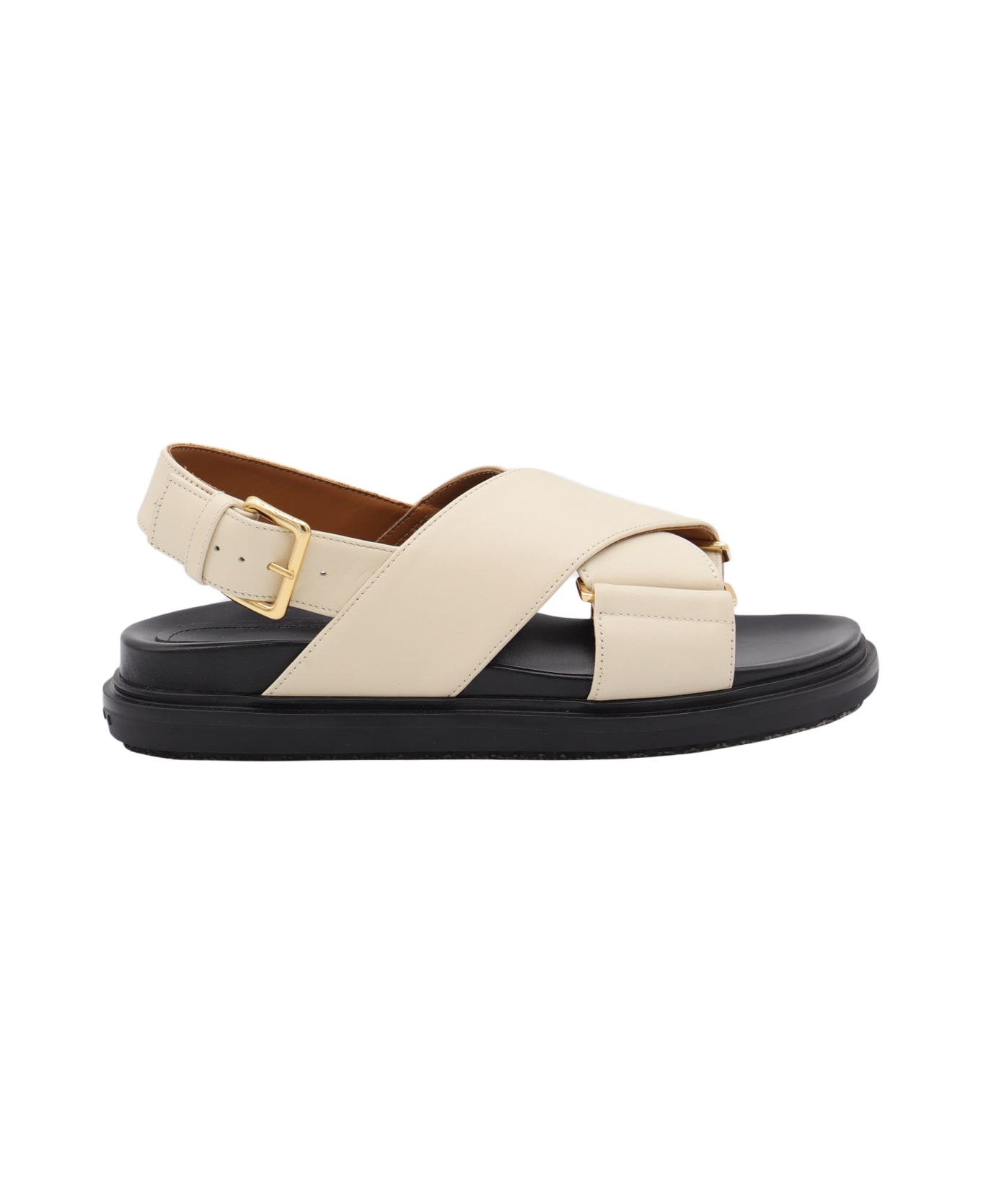 Marni Silk White Leather Fussbett Sandals - SILK WHITE サンダル