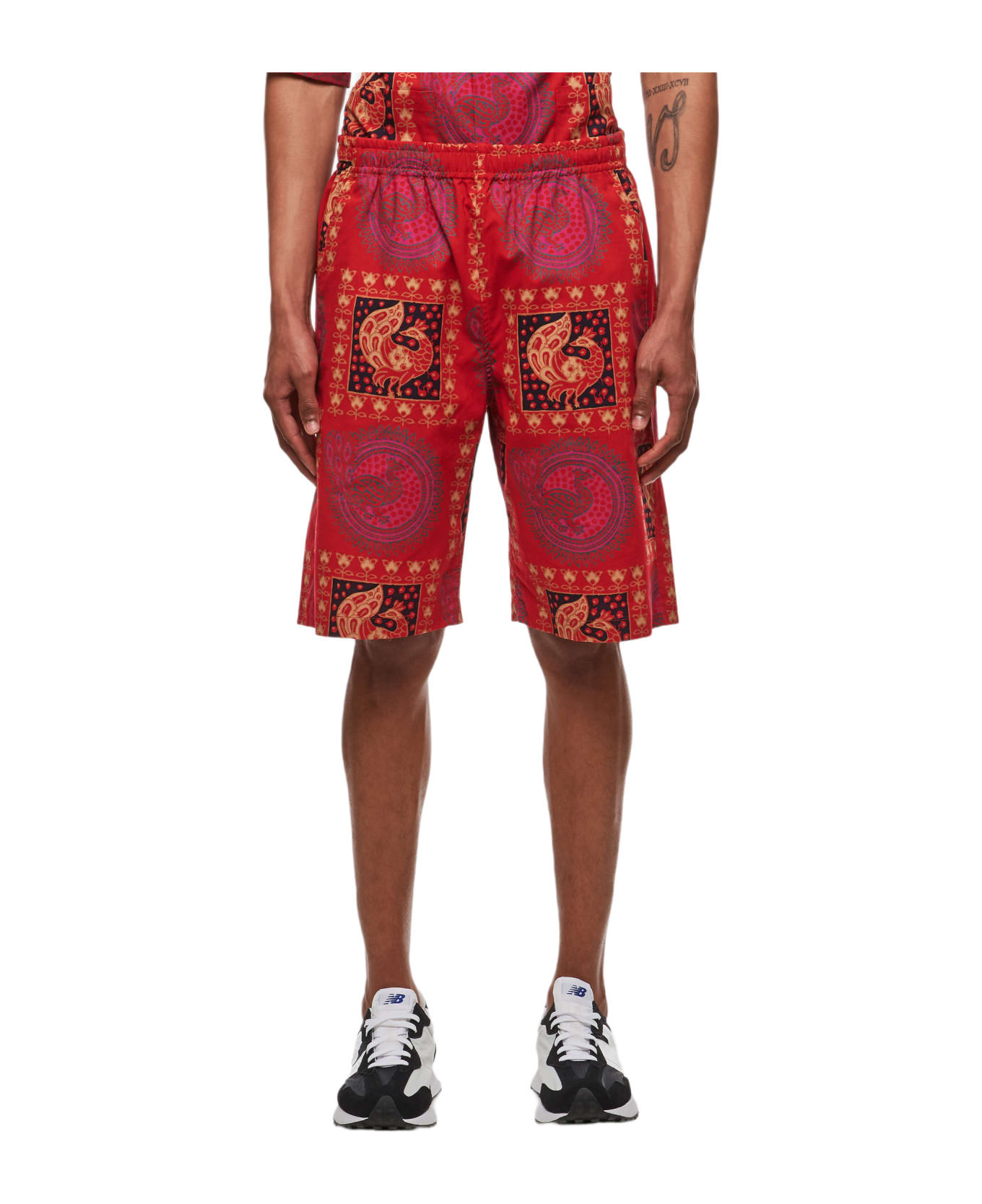 Needles Basketball Printed Shorts - Red