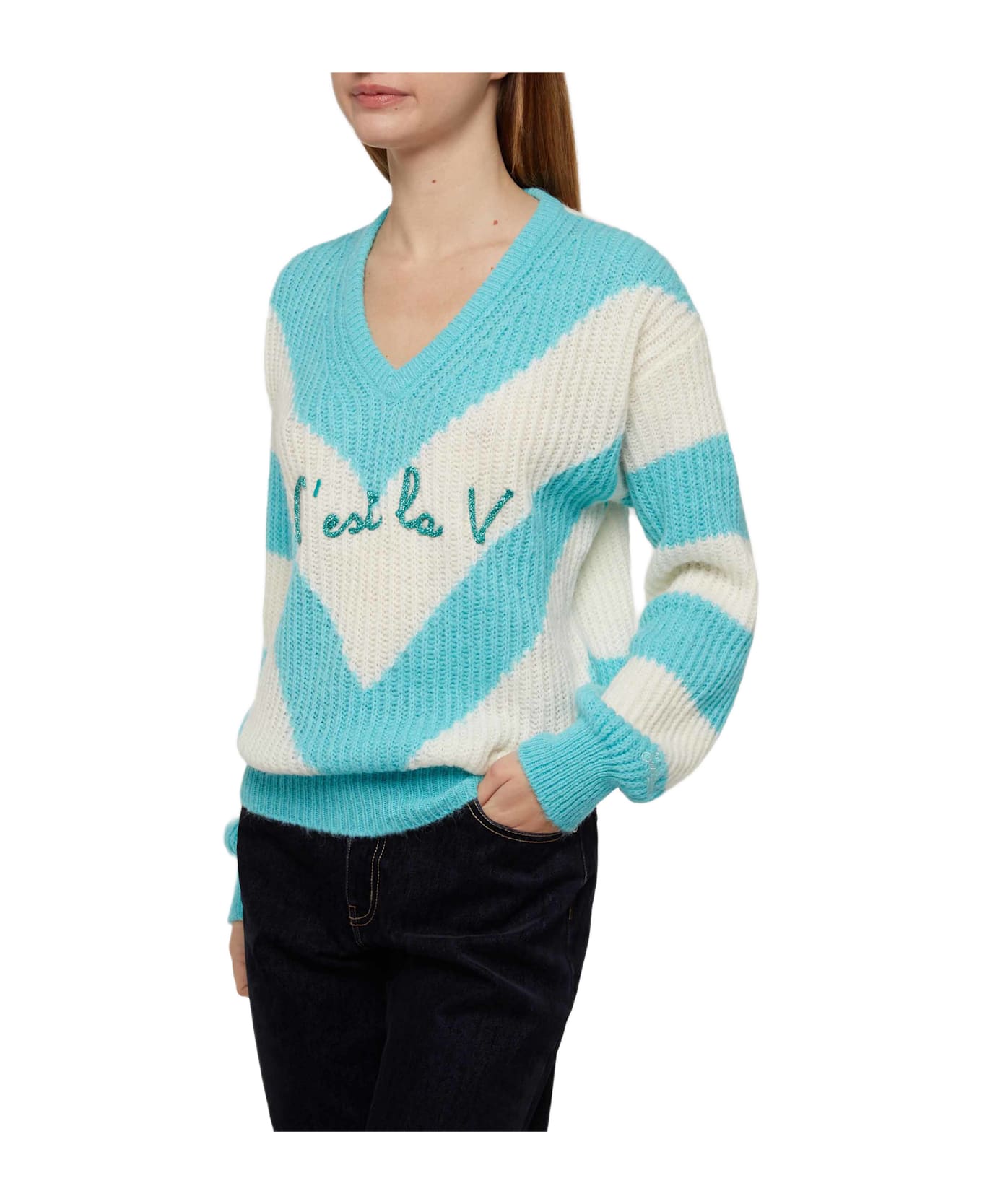 MC2 Saint Barth Woman Cropped Sweater With Argyle Pattern - GREEN