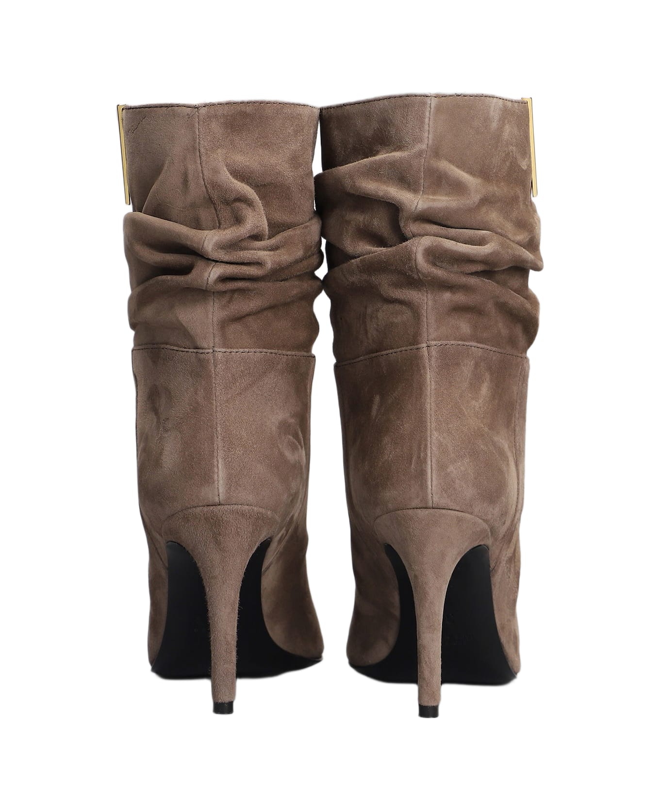 Via Roma 15 High Heels Ankle Boots In Taupe Suede - taupe