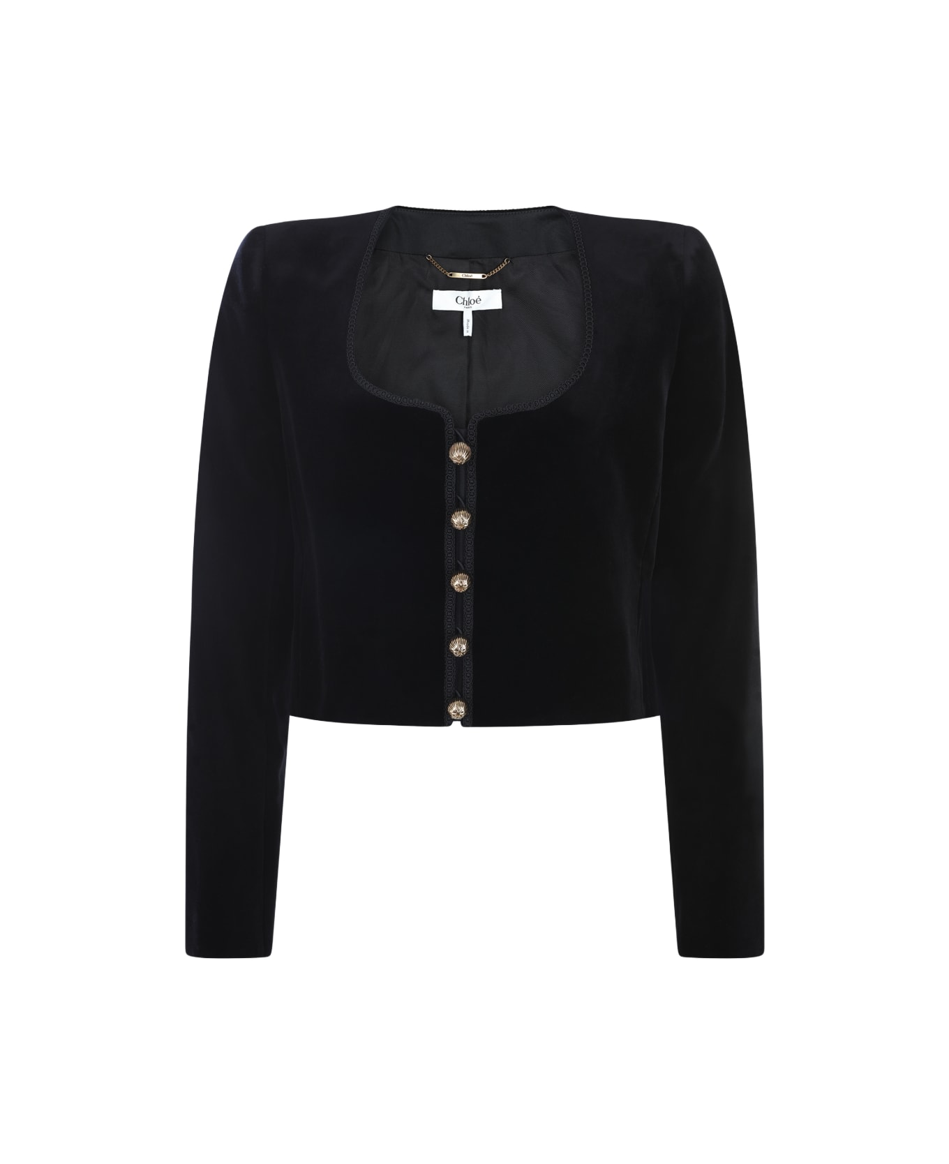 Chloé Black Cotton Casual Jacket - BLACK