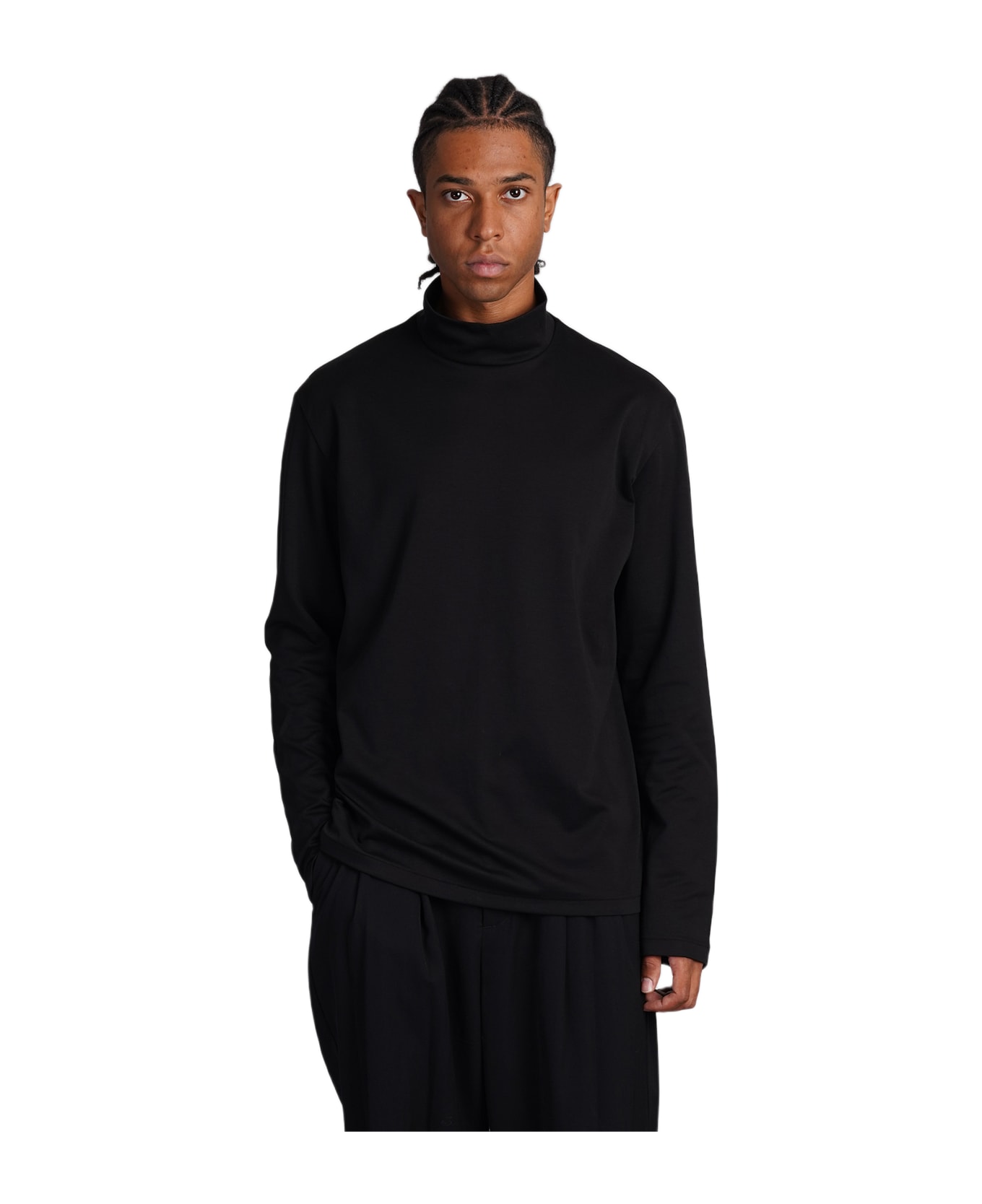 Attachment T-shirt In Black Cotton - black