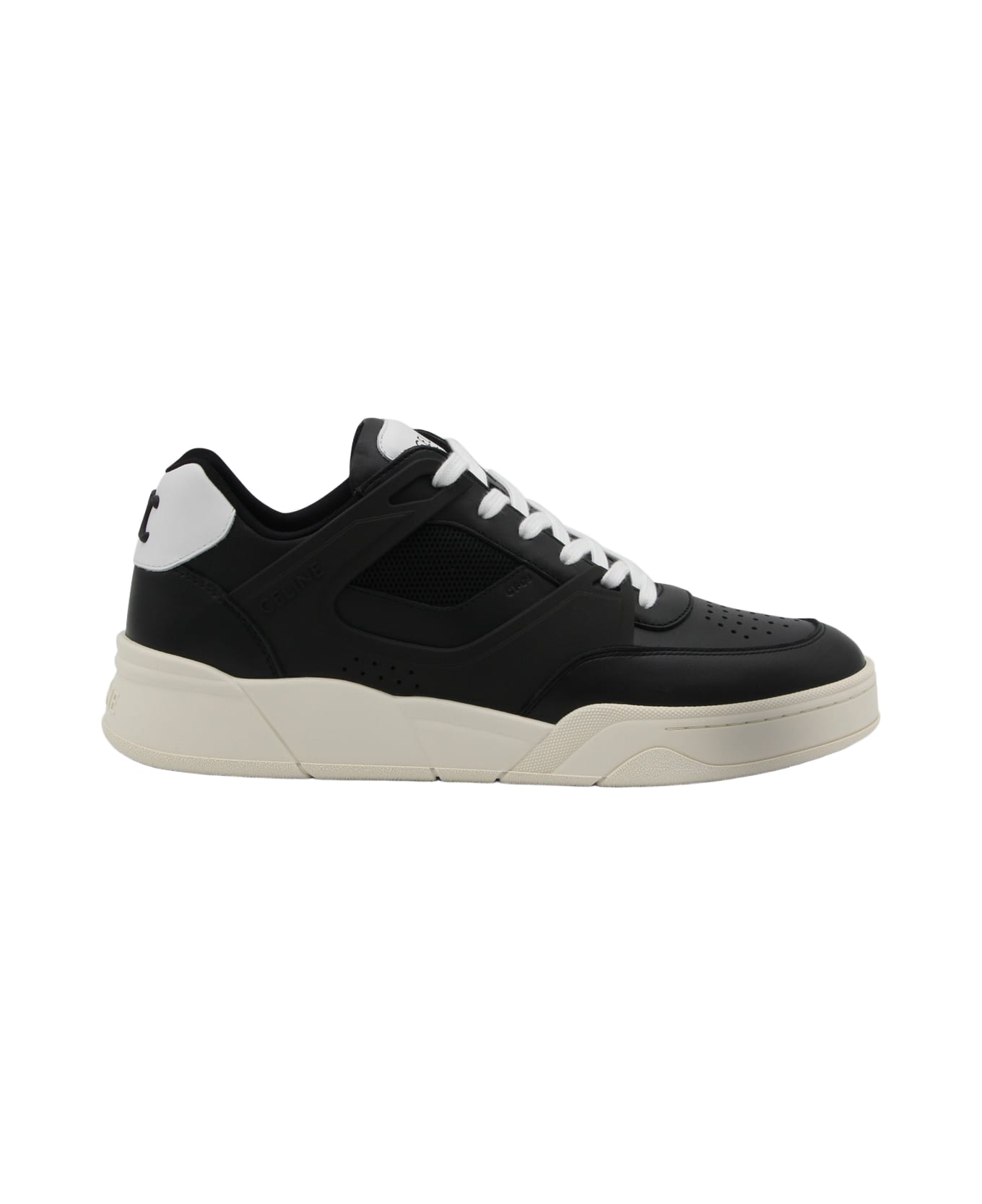Celine Blakc And White Leather Sneakers - Black