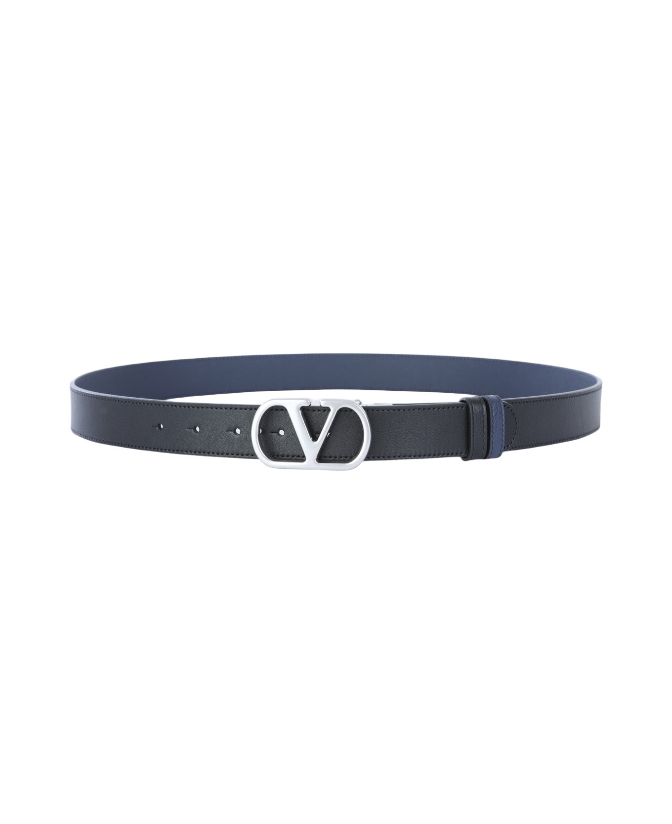 Valentino Garavani Black And Navy Leather Belt