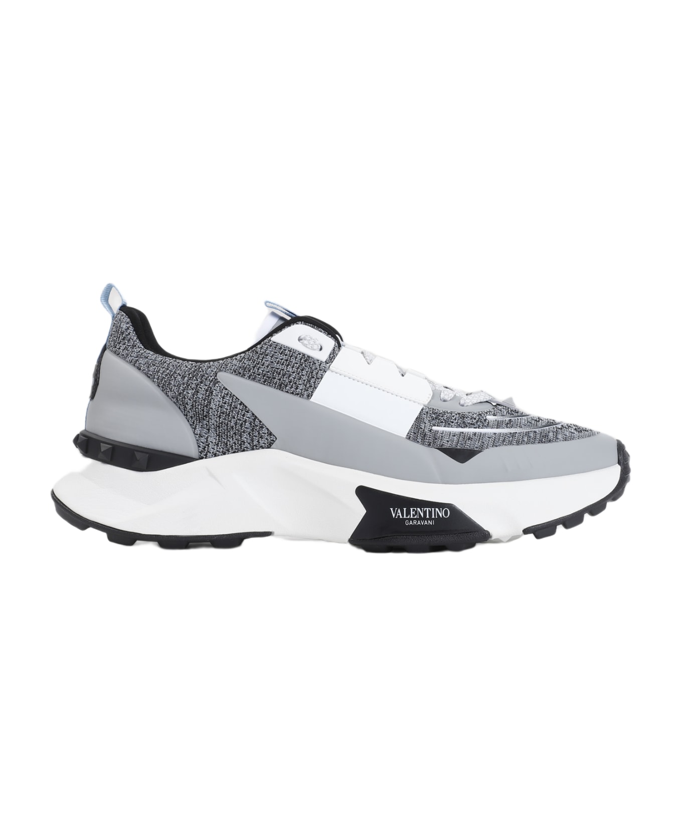 Valentino Garavani Textile Sneakers - Zhe Ghiaccio Melange Pastel Grey Nero Bianco