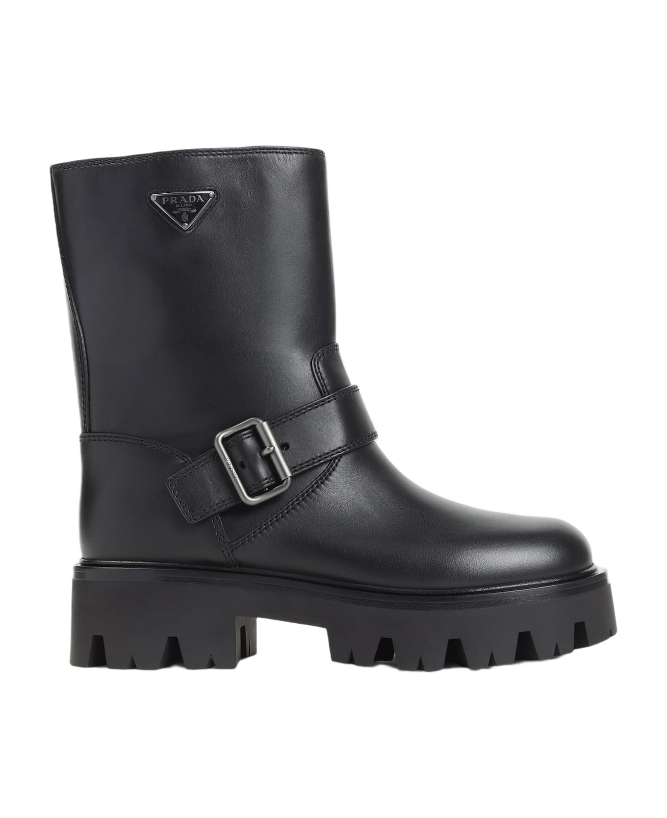 Prada Leather Ankle Boots - Nero