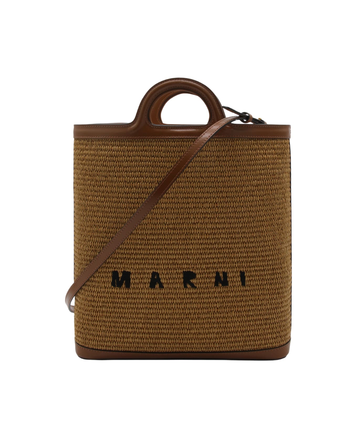 Marni Raw Sienna Raffia Crossbody Bag - RAW SIENNA