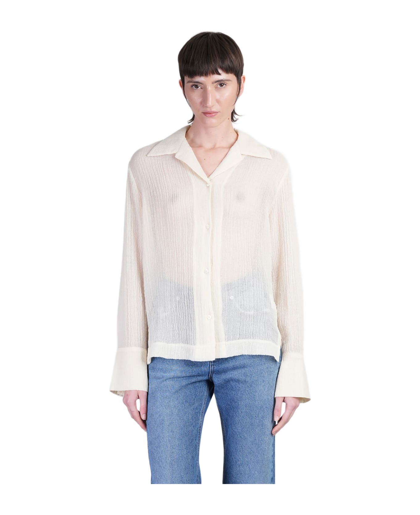 Séfr Willow Shirt In Beige Wool - beige