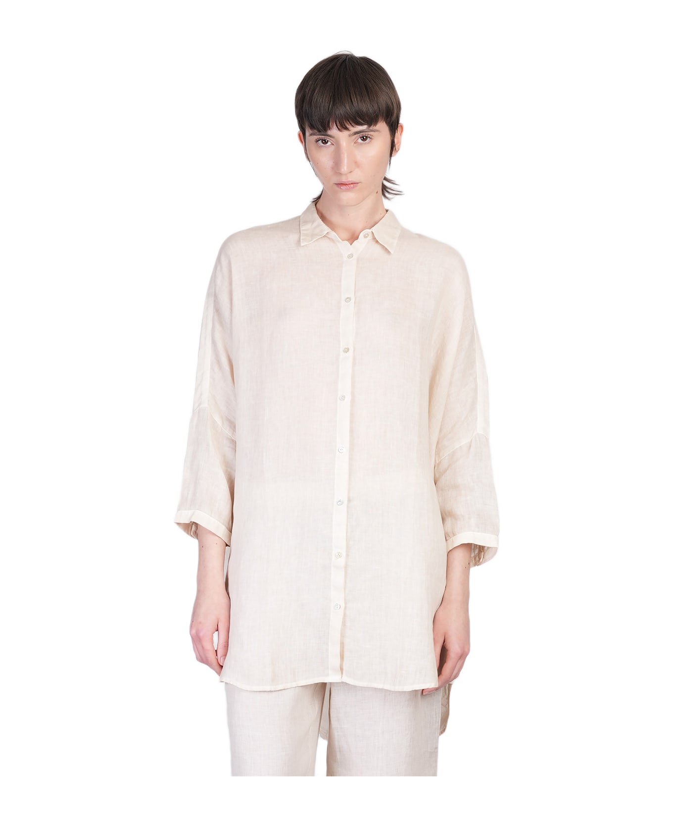 120% Lino Shirt In Beige Linen - beige