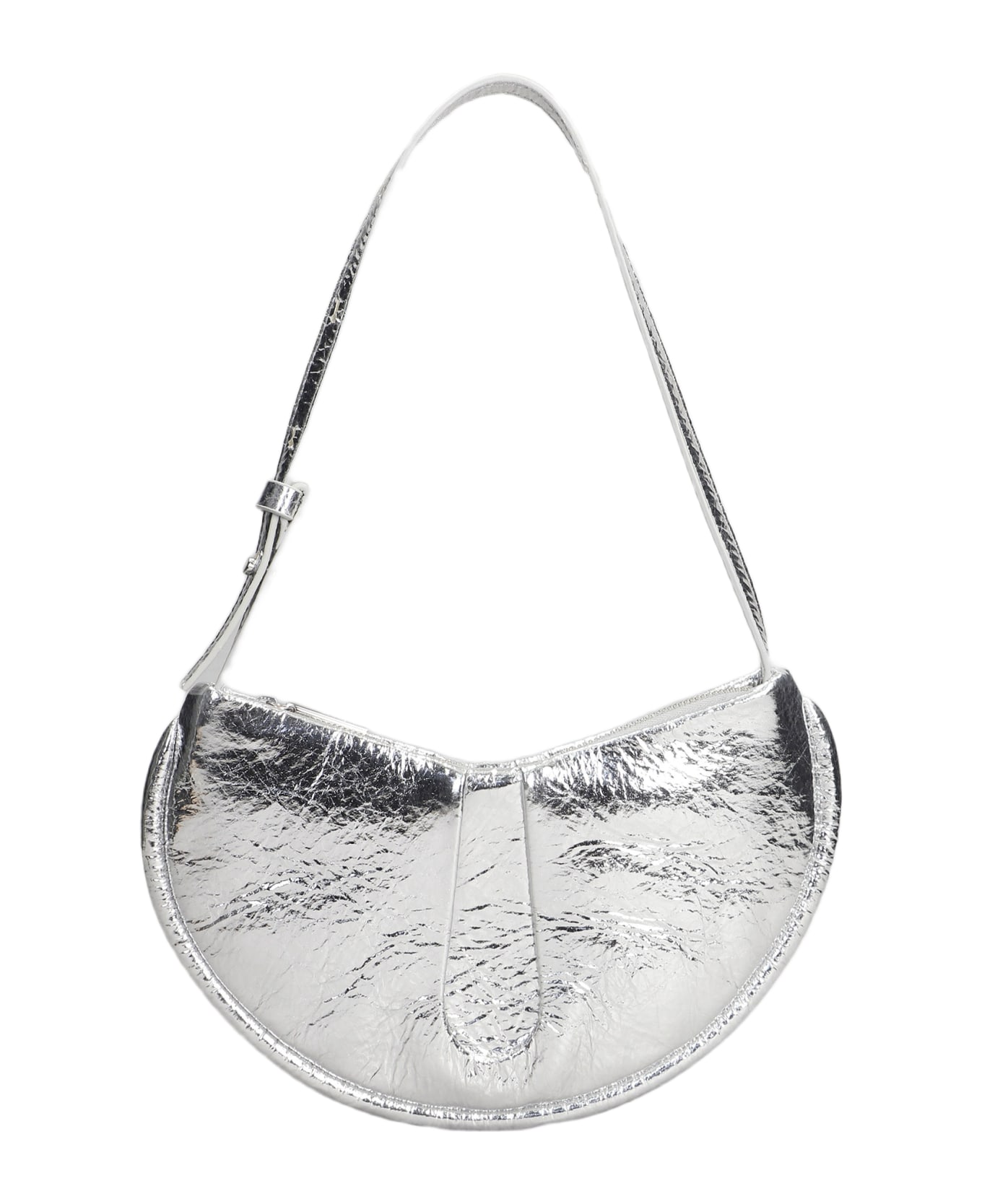 THEMOIRè Ebe Pineapple Shoulder Bag In Silver Faux Leather - silver