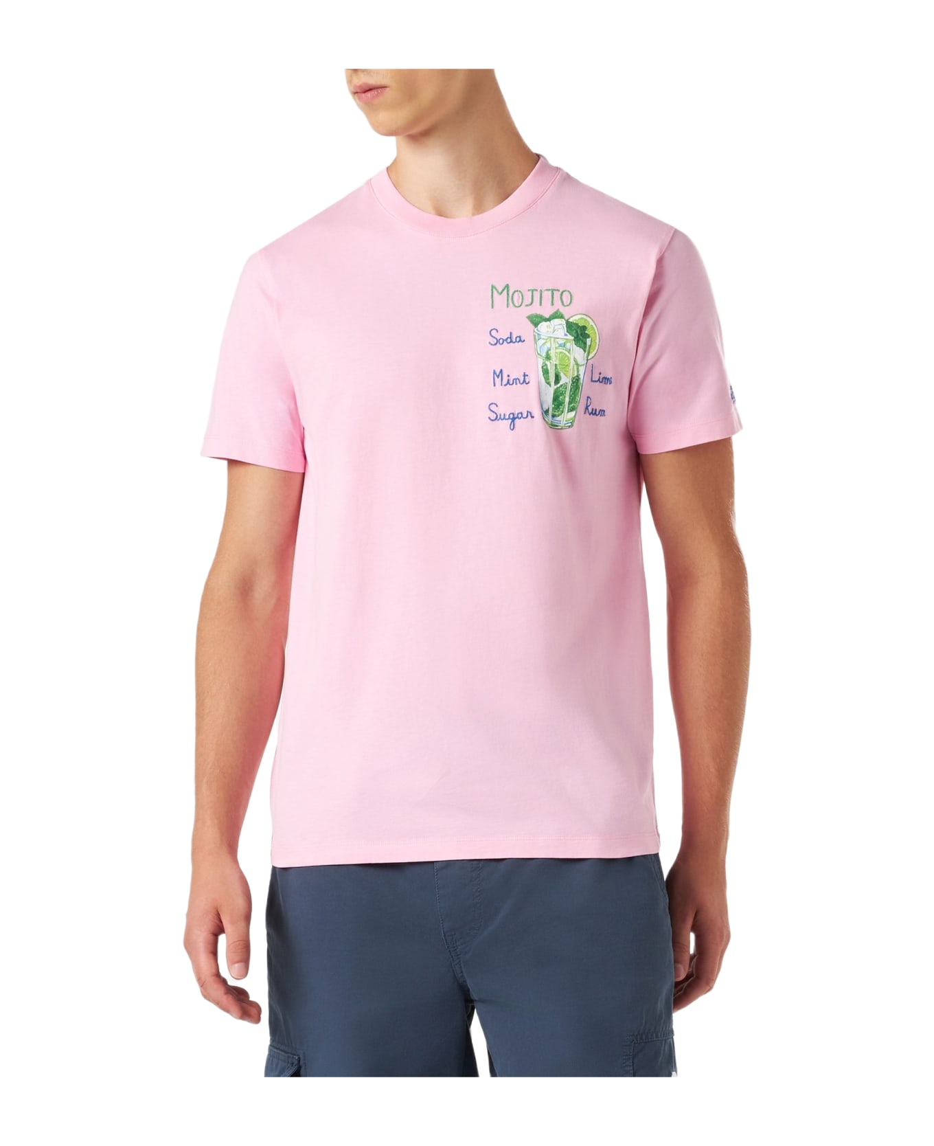 MC2 Saint Barth Man Cotton T-shirt With Mojito Print - PINK