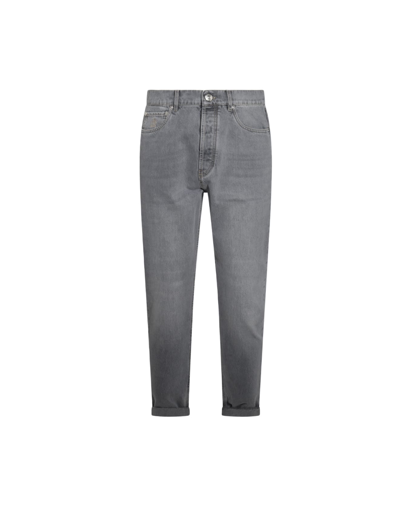 Brunello Cucinelli Grey Cotton Denim Jeans - Grey