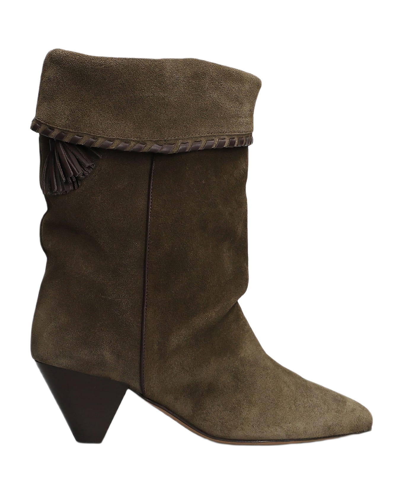 Isabel Marant Dalby High Heels Ankle Boots In Khaki Suede - khaki
