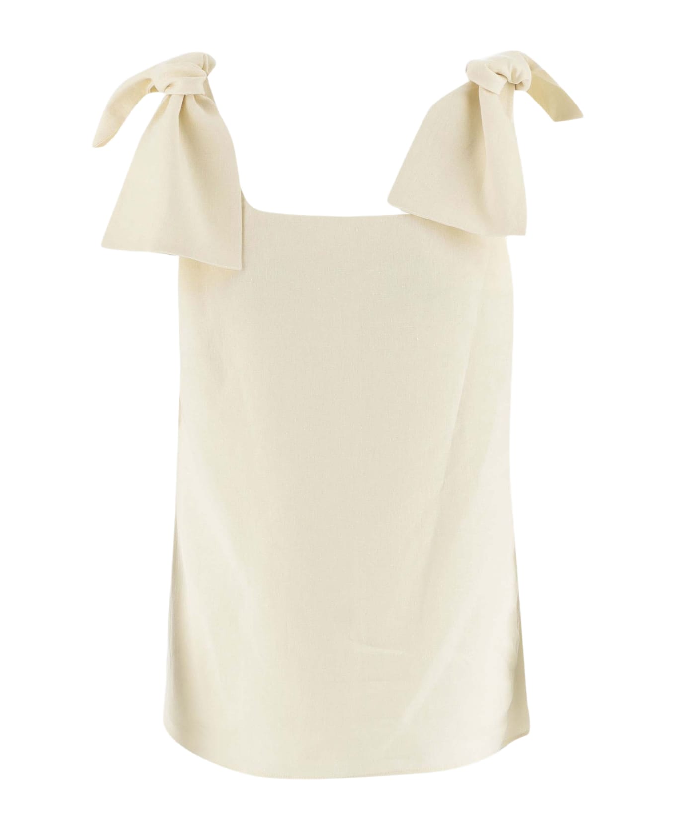Chloé Tank Top With Bow On The Straps - White タンクトップ
