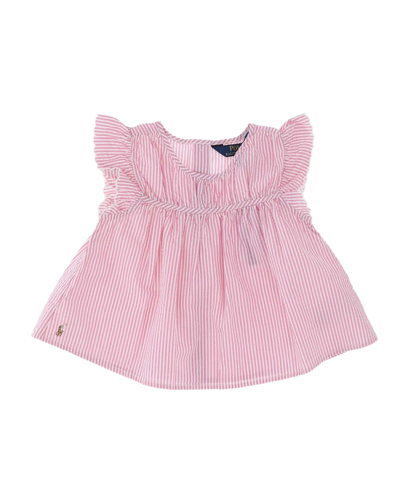 Polo Ralph Lauren Striped Cotton Dress With Logo - Pink